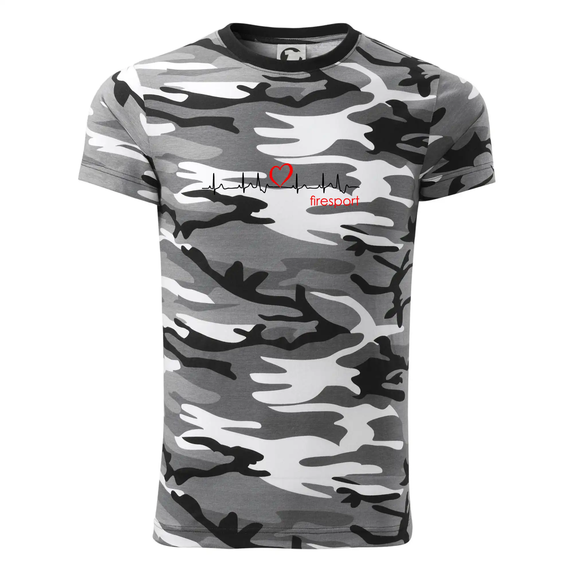 Originálne tričká pre hasičov - Moje srdce bije pre firesport - Army CAMOUFLAGE