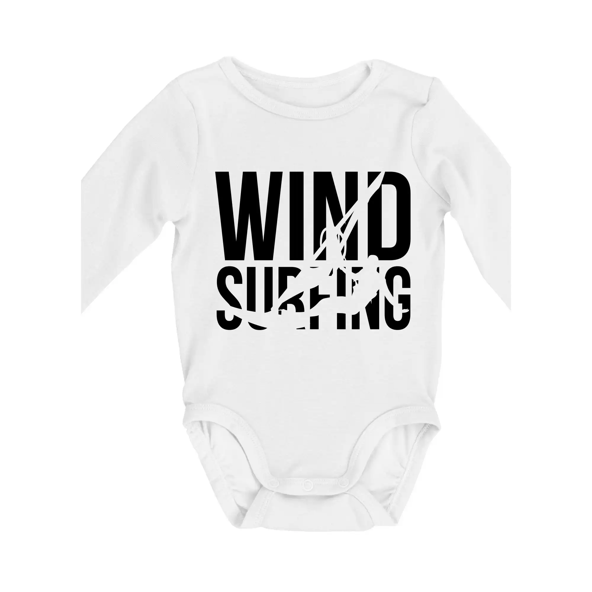 Surferske tričká - Windsurfing nápis - Body dojčenské s dlhým rukávom