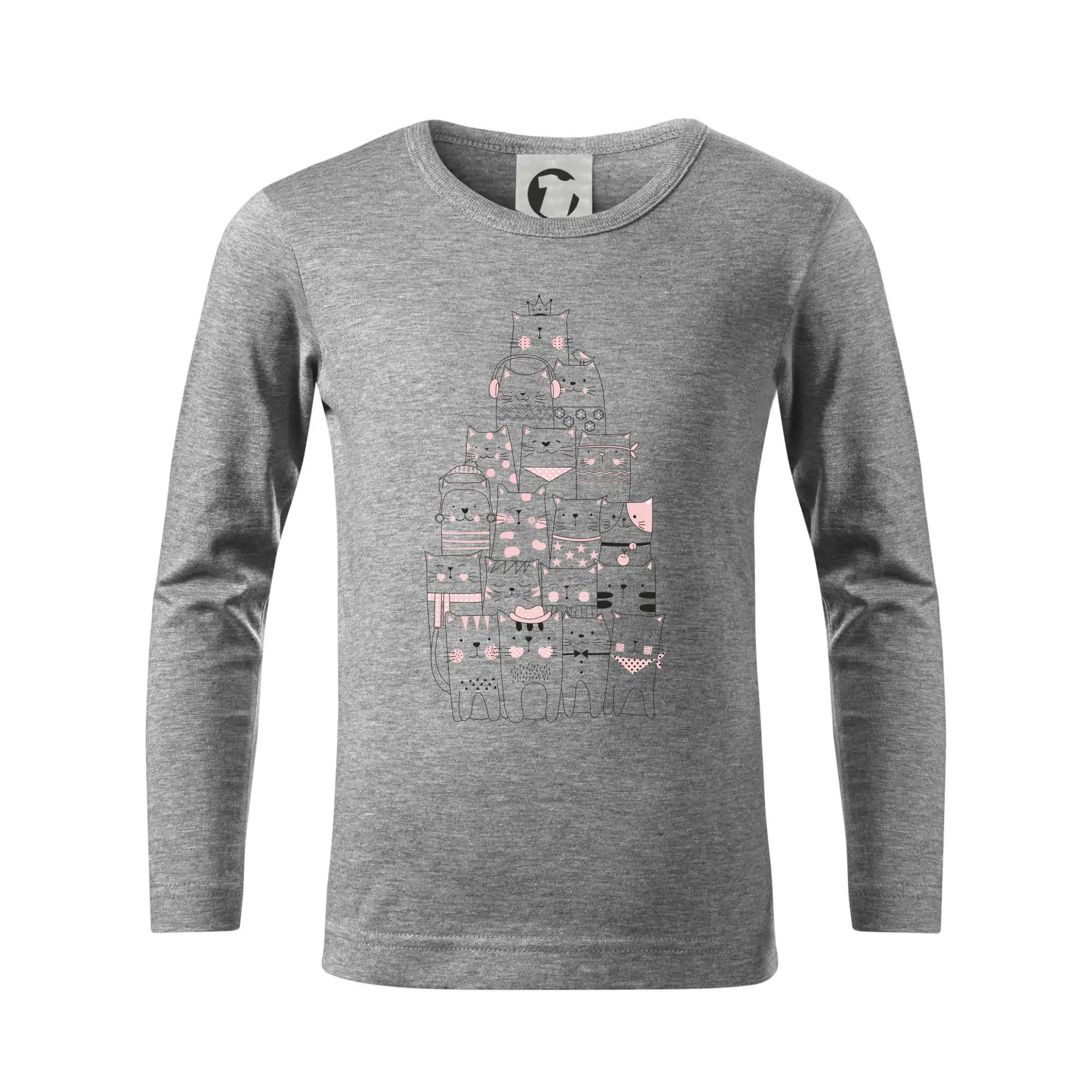 Vtipná tričká s mačkou - Pyramída z mačiek - Tričko detské Long Sleeve