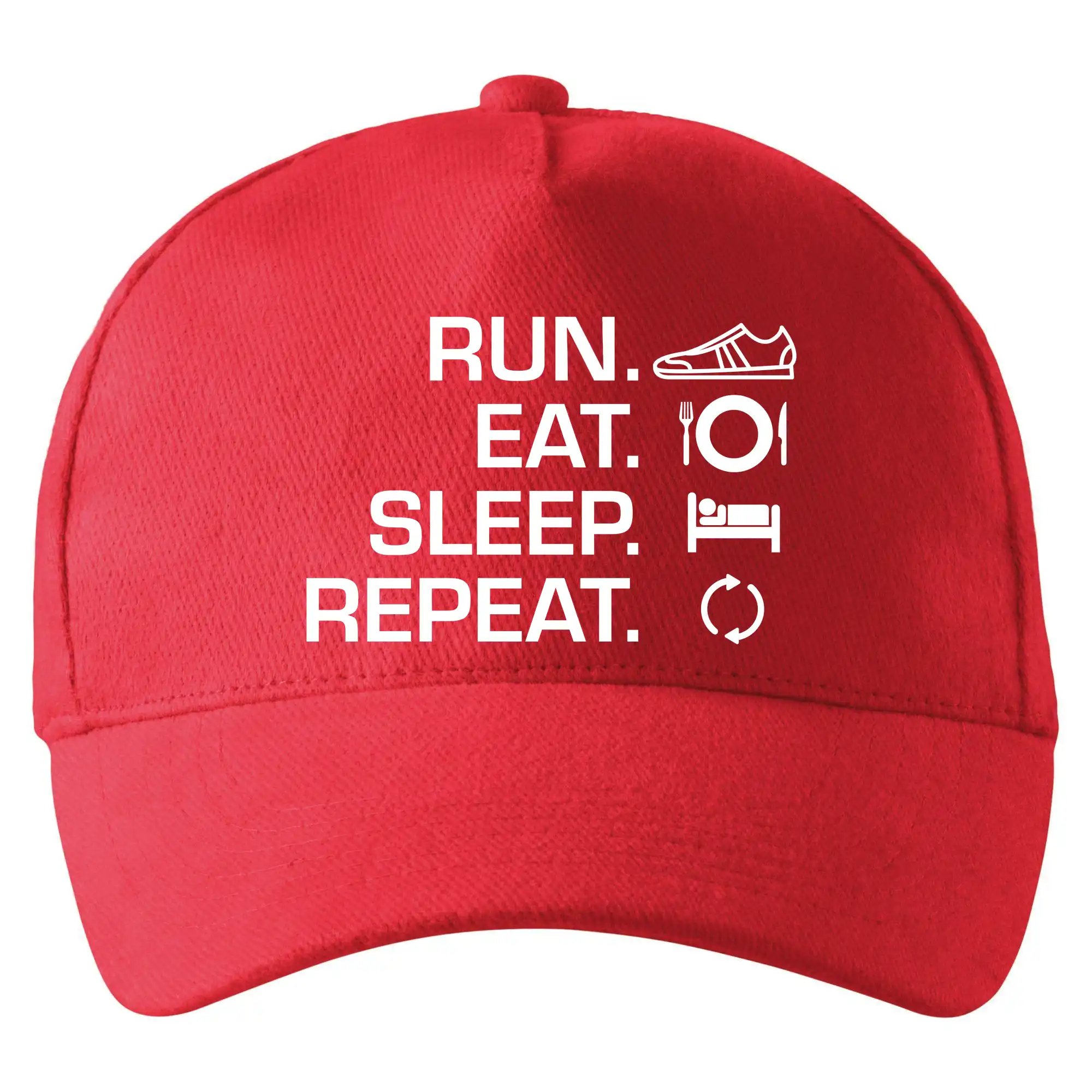 Tričká pre bežcov - Run eat sleep repeat - Šiltovka so zahnutým šiltom a mosaznou sponou