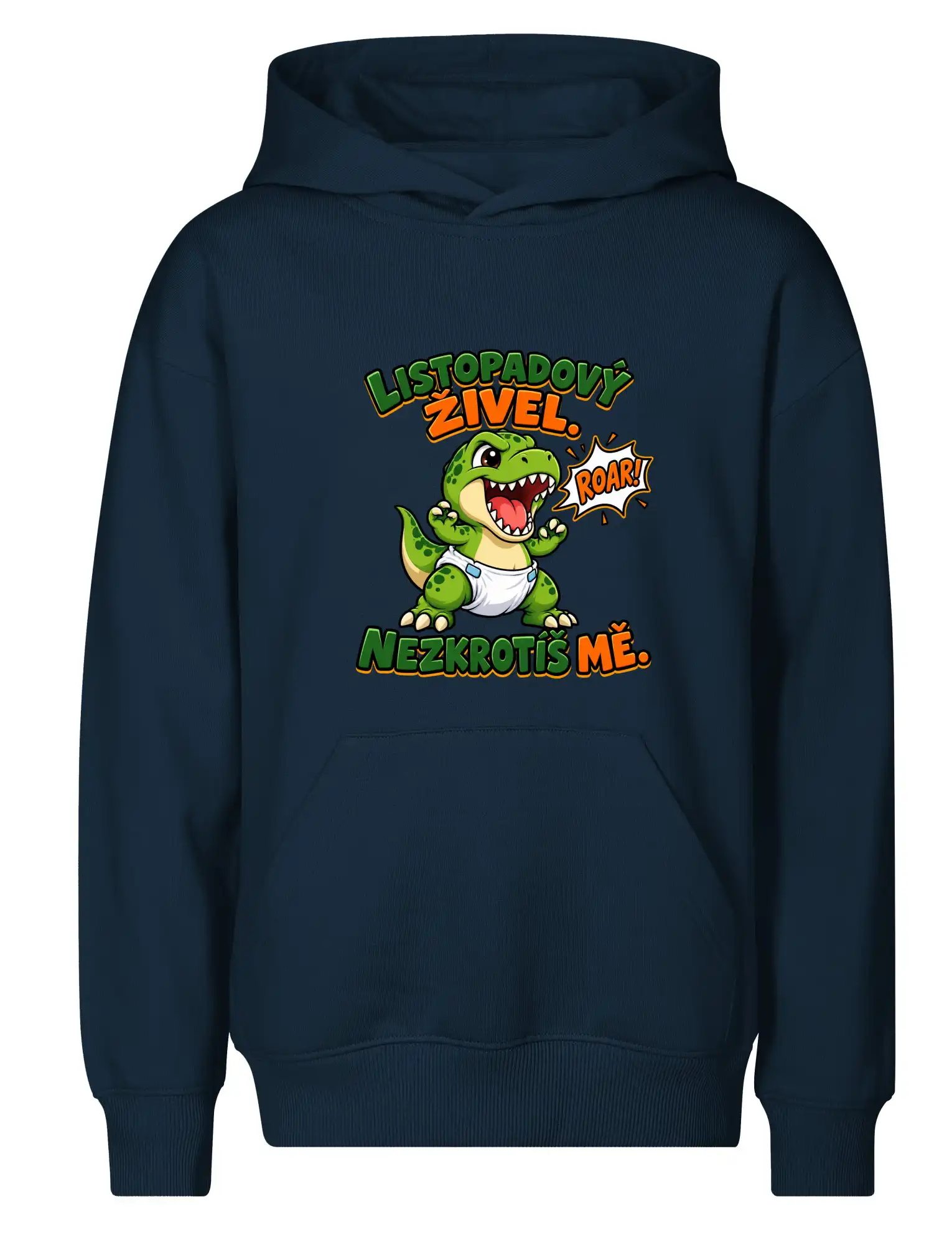Listopadový živel zelený dinosaurus rex v plence