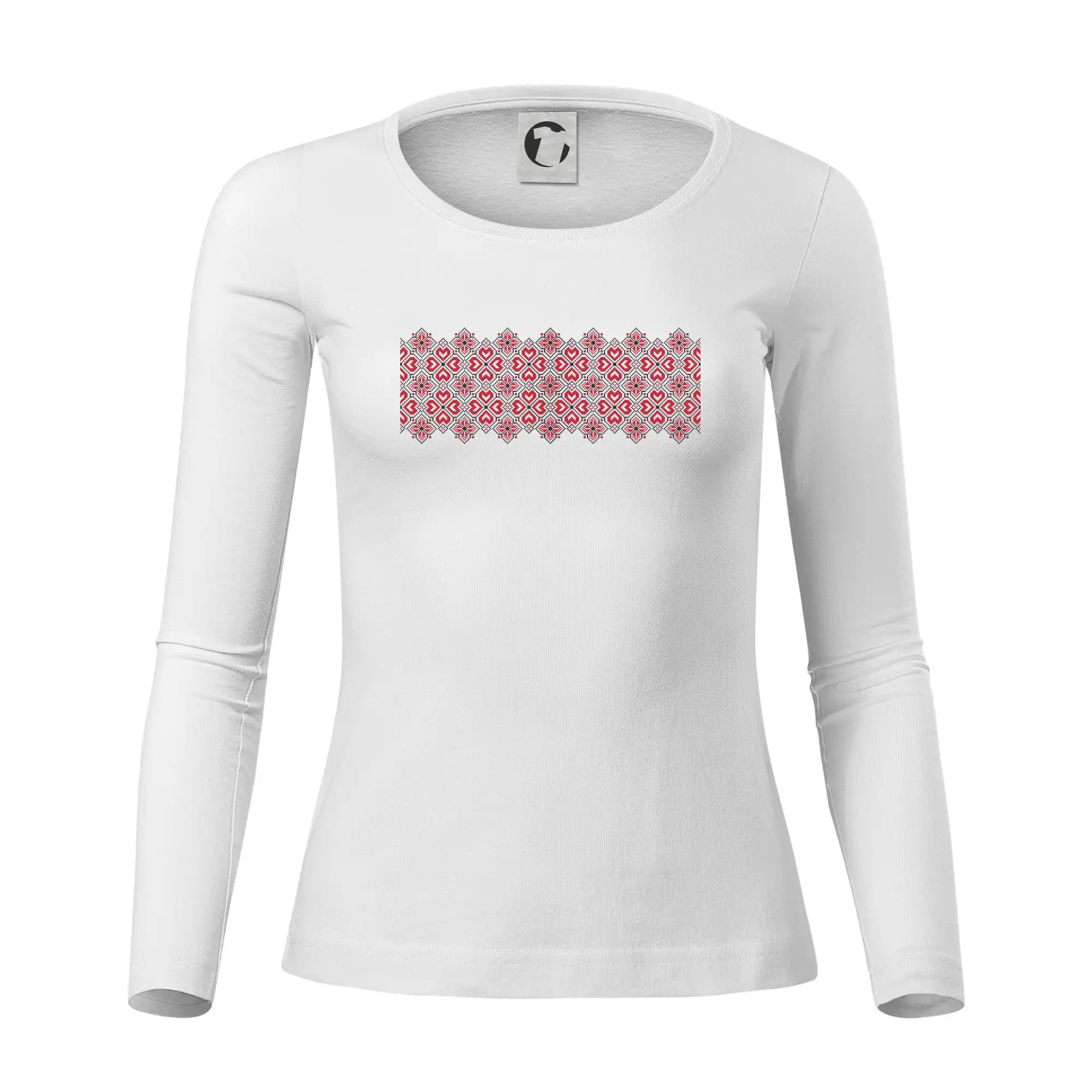 Motívy štátnych vlajok - Lotyšsko ornament - Dámske tričko FIT-T LS - zužené