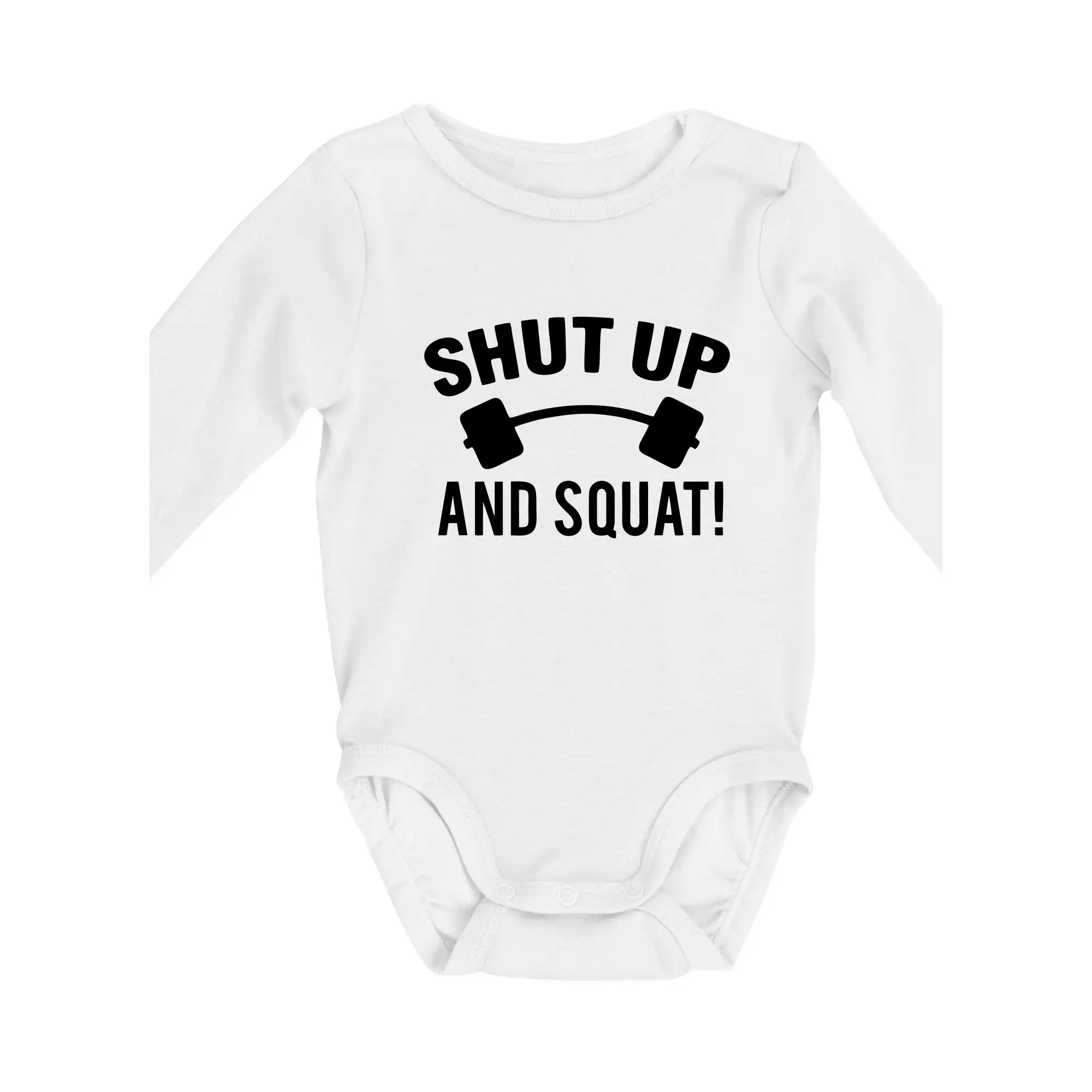 Posilňovani - Shut up and squat - Body dojčenské s dlhým rukávom