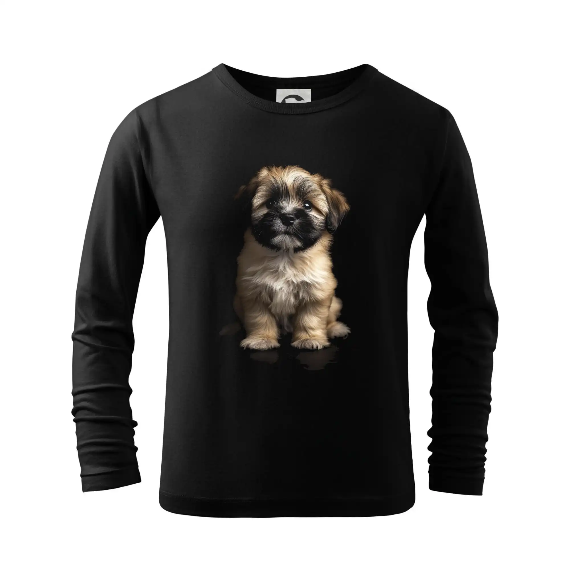 Ostatné psie plemená - Lhasa Apso šteňa čierna fotka - Tričko detské Long Sleeve