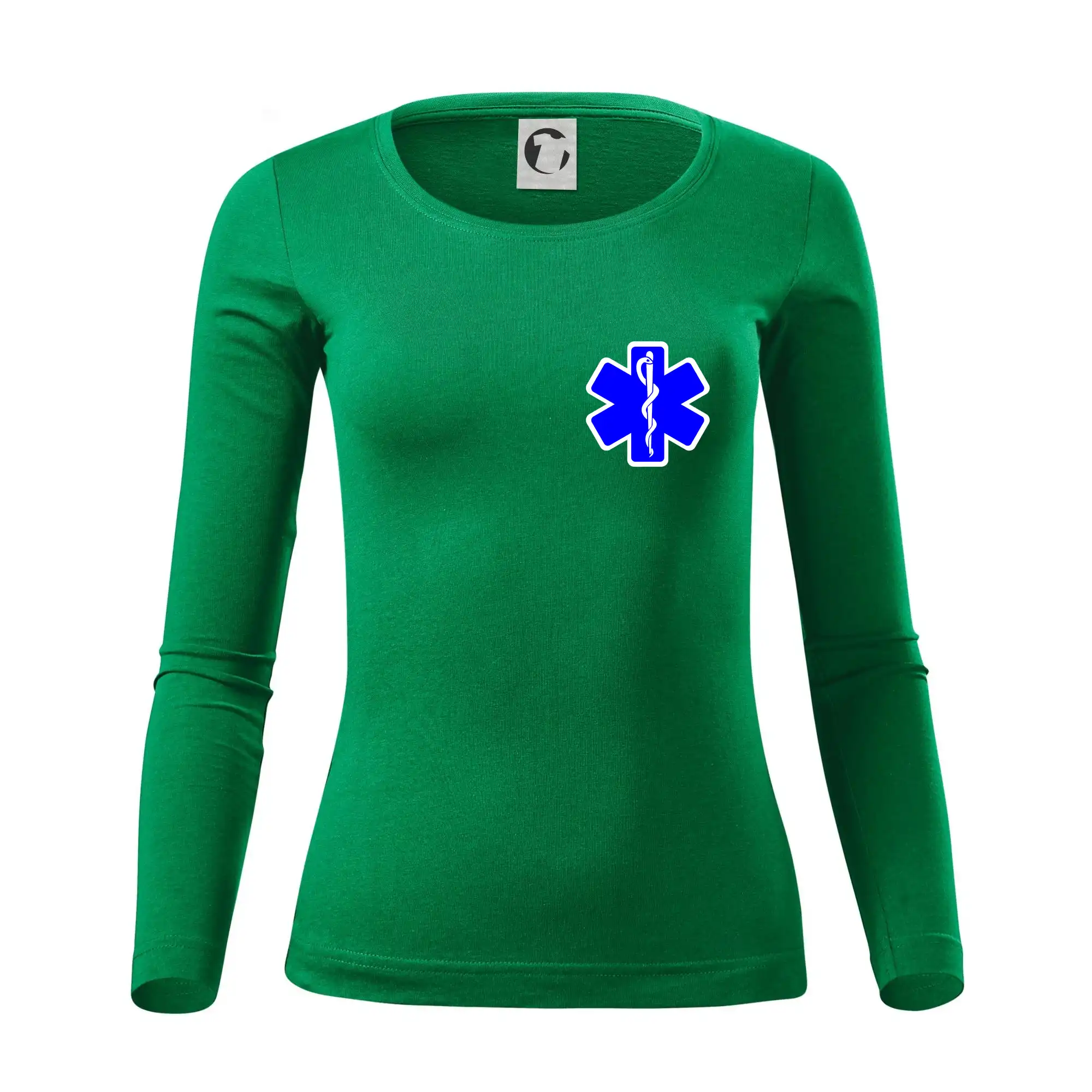 Tričká a mikiny pre záchranárov a lekárov - Kvalitné oblečenie pre zdravotníkov - Rescue - Hviezda na prsníku + nápis na chrbte - Dámske tričko FIT-T LS - zužené