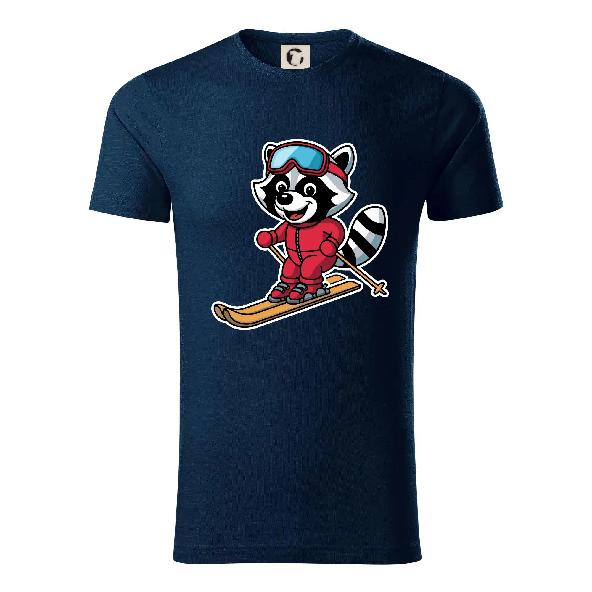 Tričká so zvieratami - Mýval na lyžiach - kreslený - Tričko z organickej bavlny