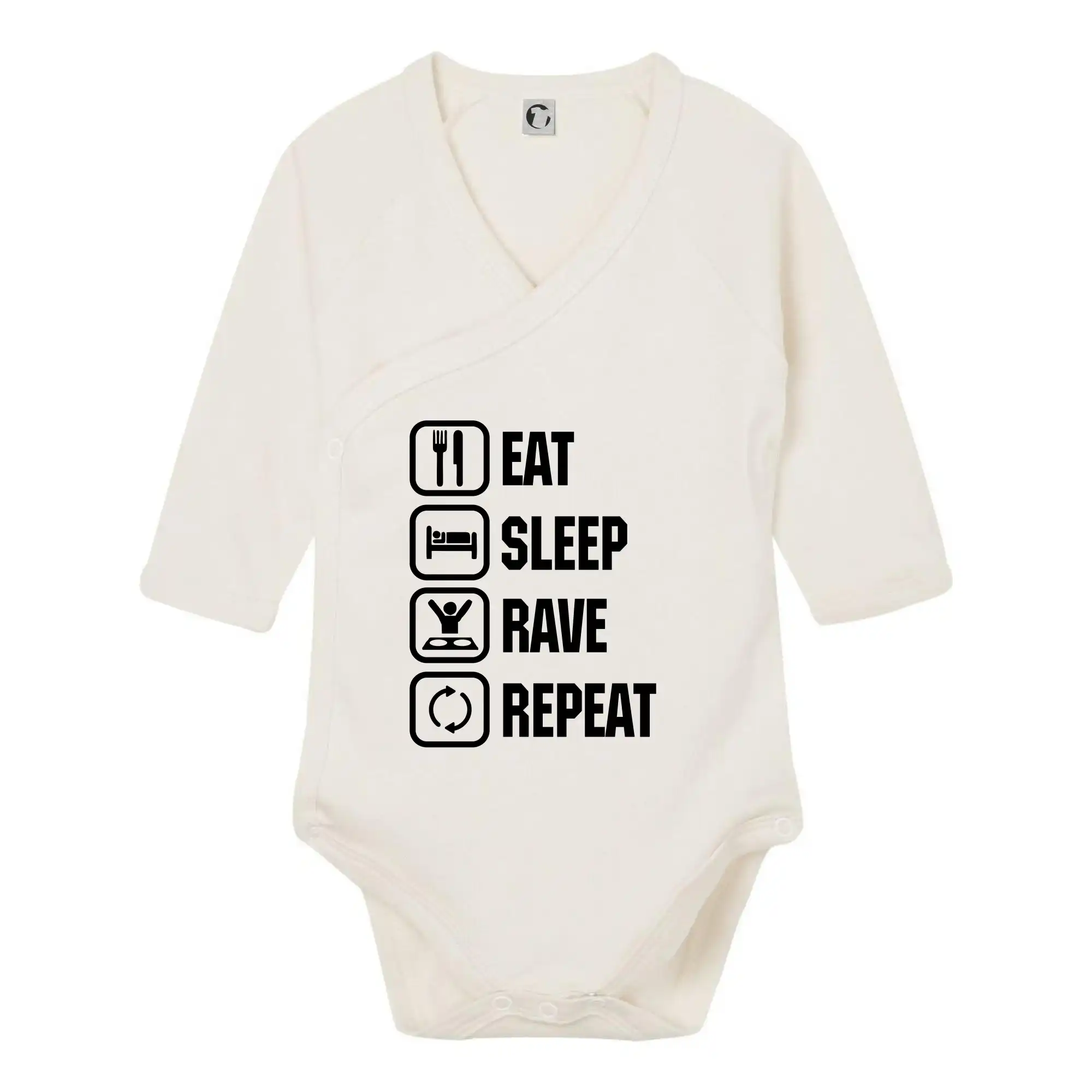 Eat sleep repeat - Eat sleep rave repeat - Body zavinovacie s dlhým rukávom