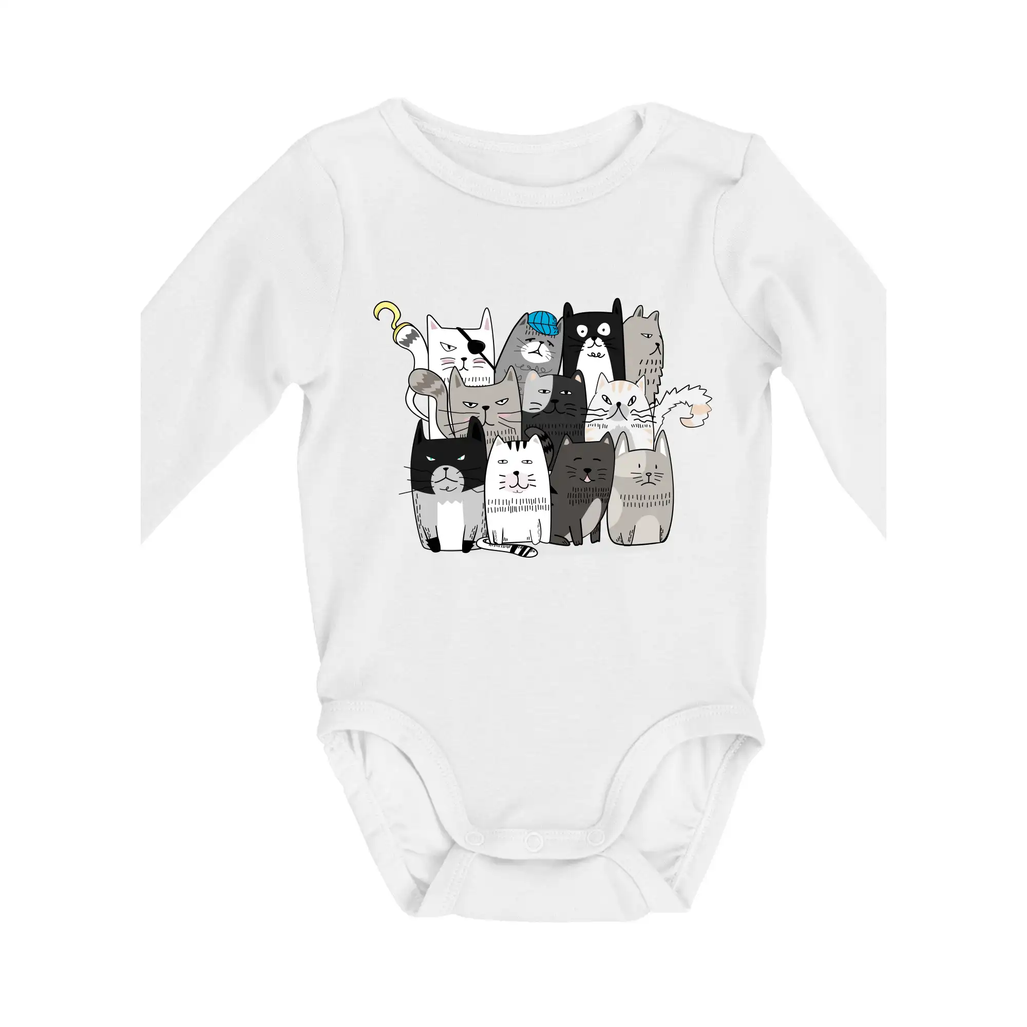 Vtipná tričká s mačkou - Mačky, čo nie sú tak úplne veselé - Body dojčenské s dlhým rukávom