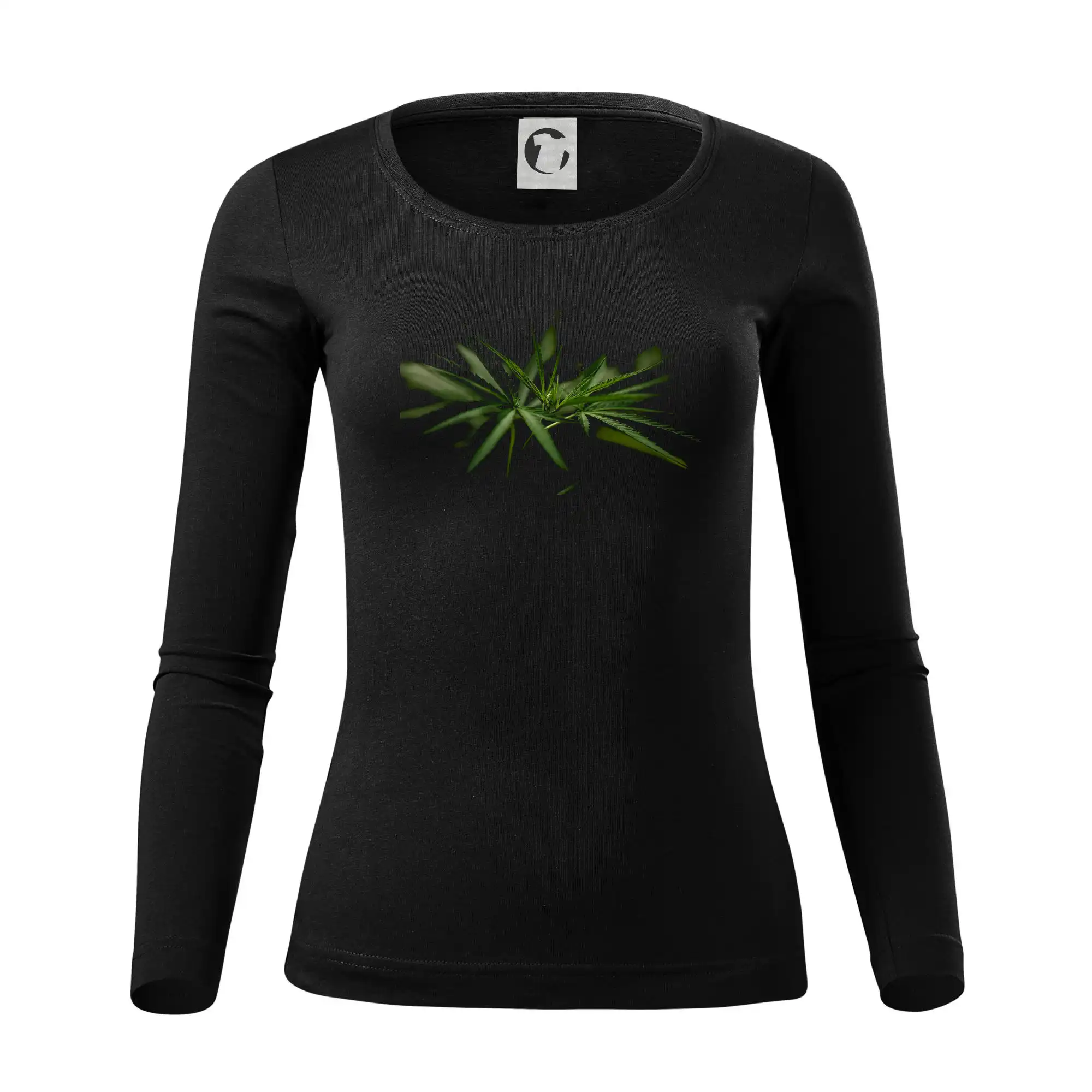 Tričká pre pohodový ľudí - Ganja listy - makro - Dámske tričko FIT-T LS - zužené