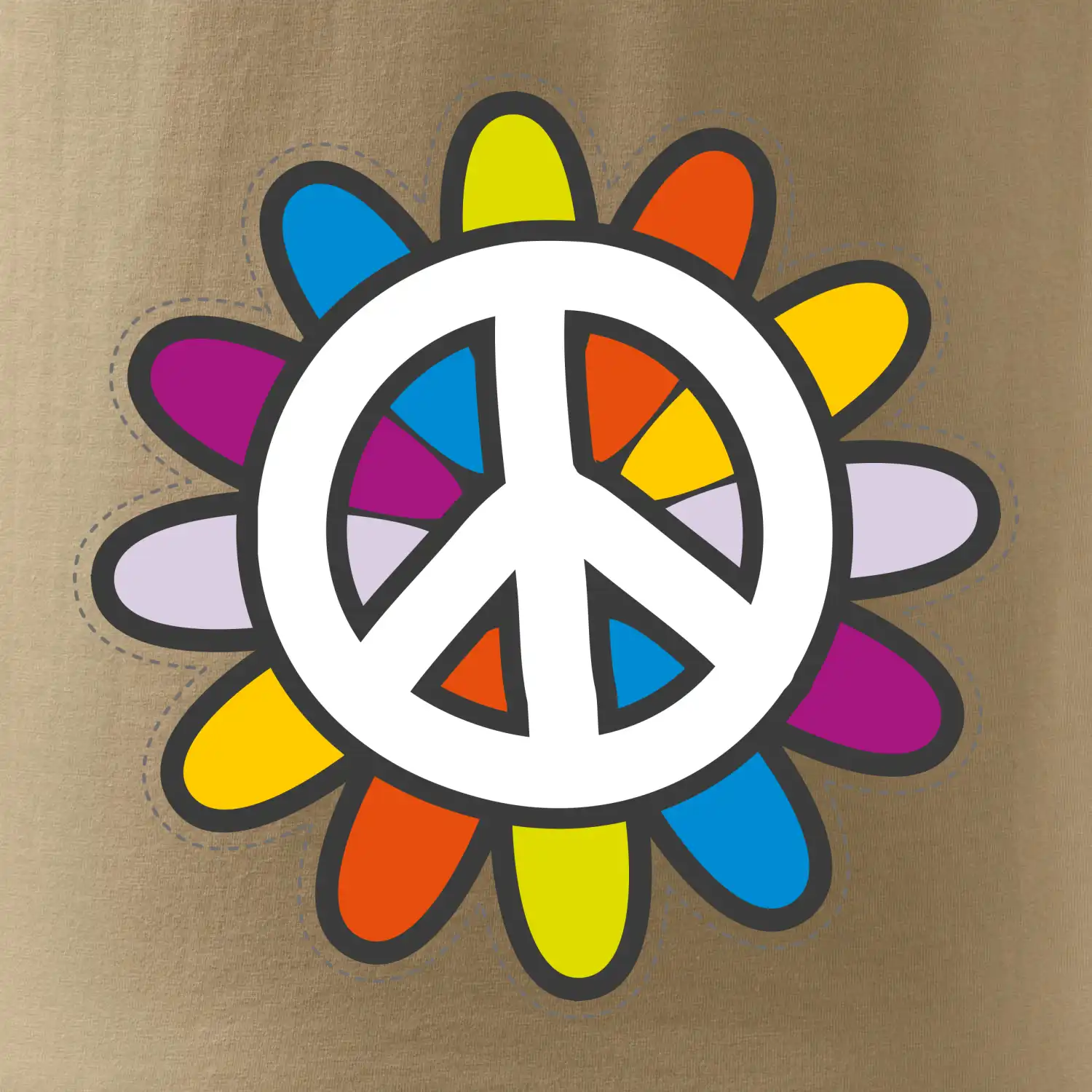 Peace symbol s kreslenou květinou