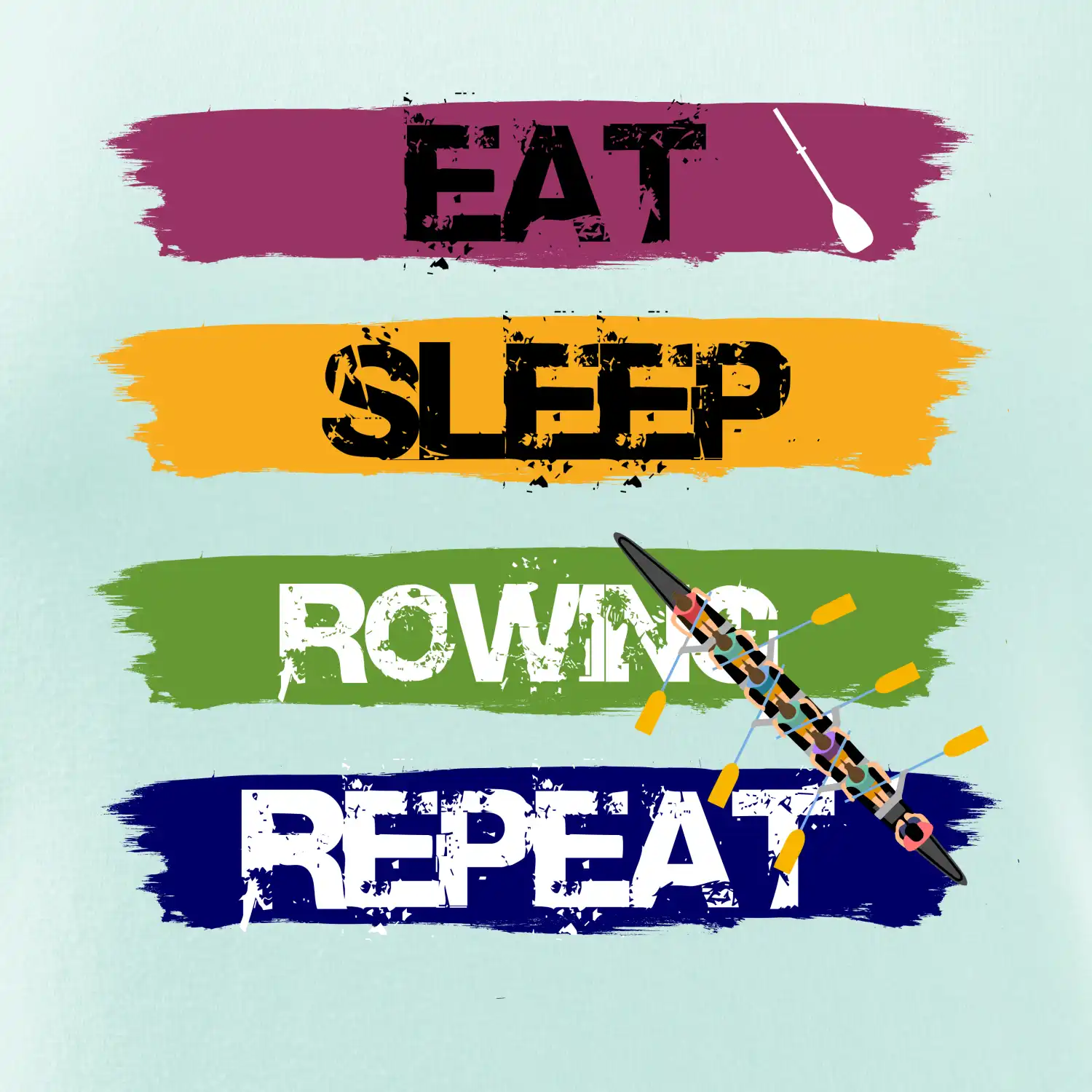 Eat sleep rowing repeat barevné