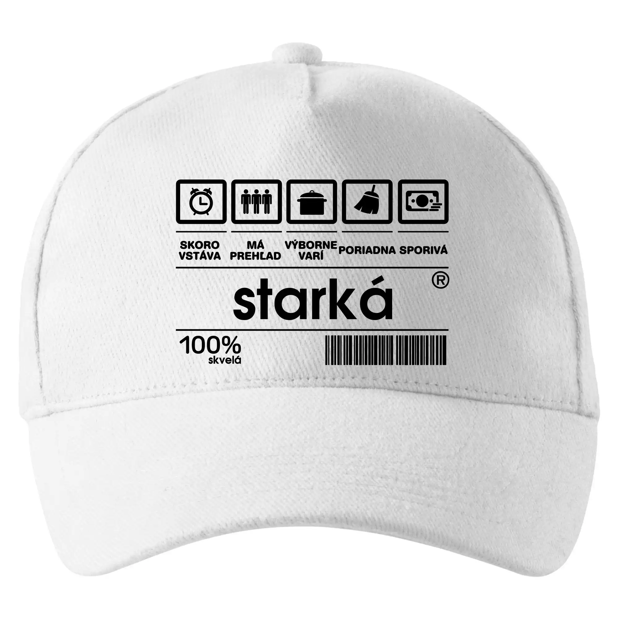 Čiarový kód - starká - Šiltovka so zahnutým šiltom a mosaznou sponou