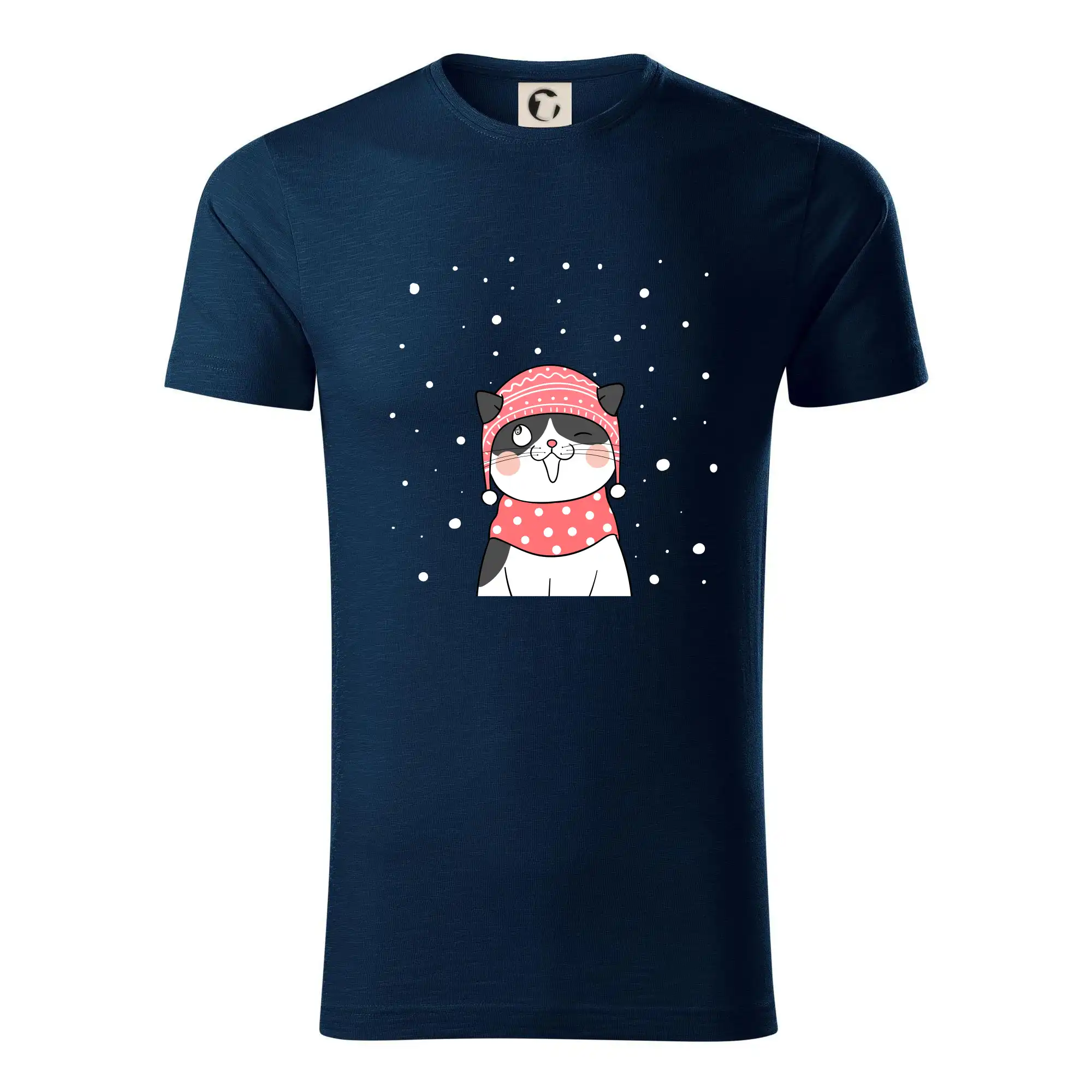 Vtipná tričká s mačkou - Mačka v zimnej čiapke - Tričko z organickej bavlny