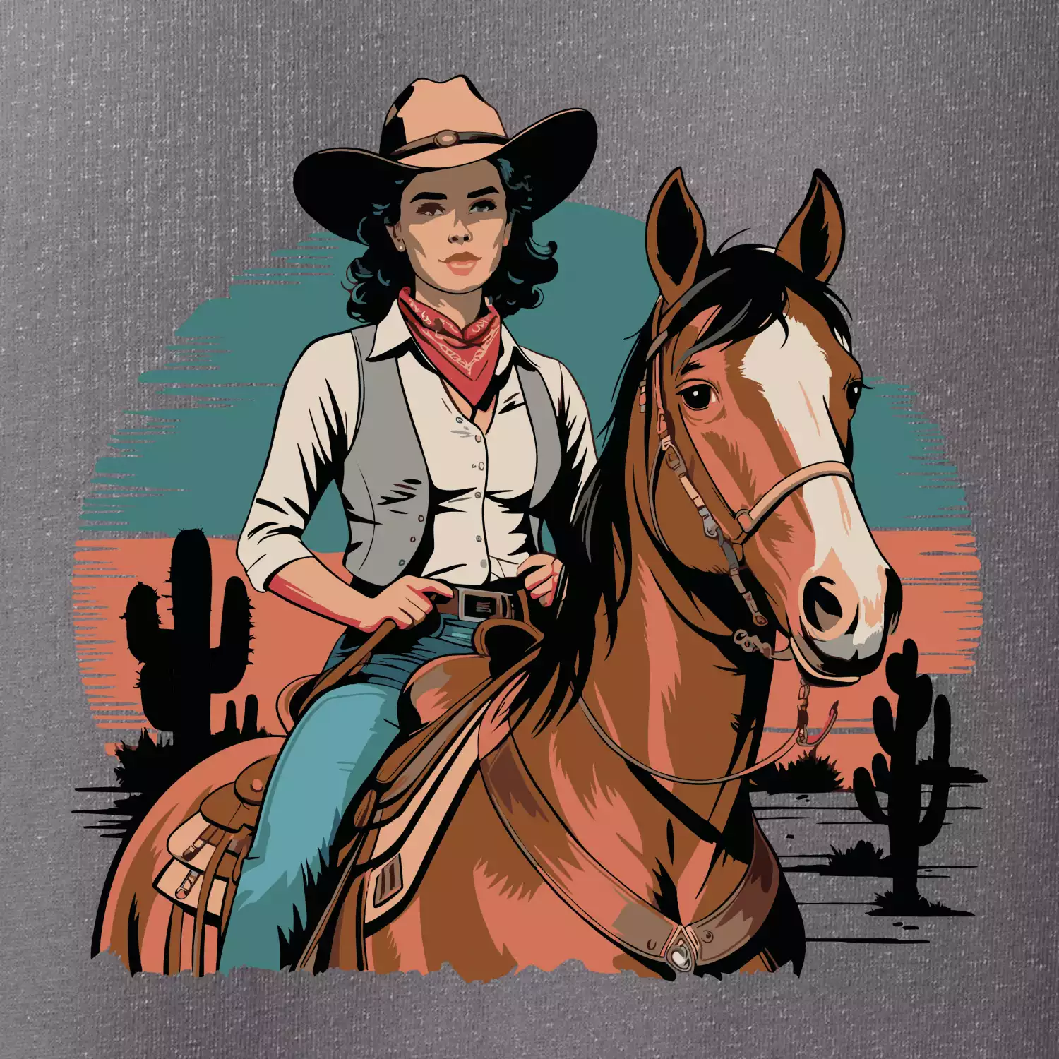 Cowgirl vintage na koni