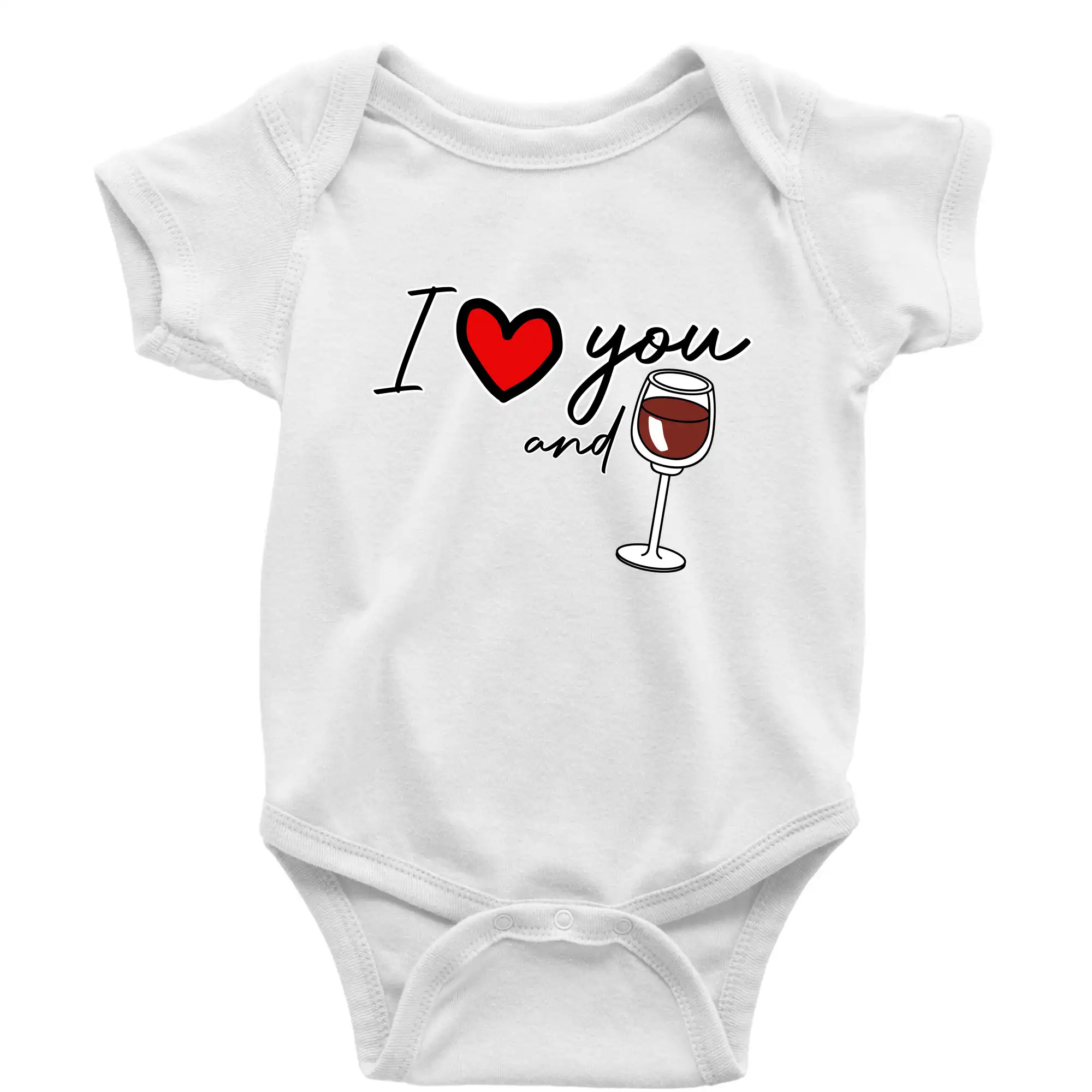 I love you and red wine - Body dojčenské s krátkym rukávom