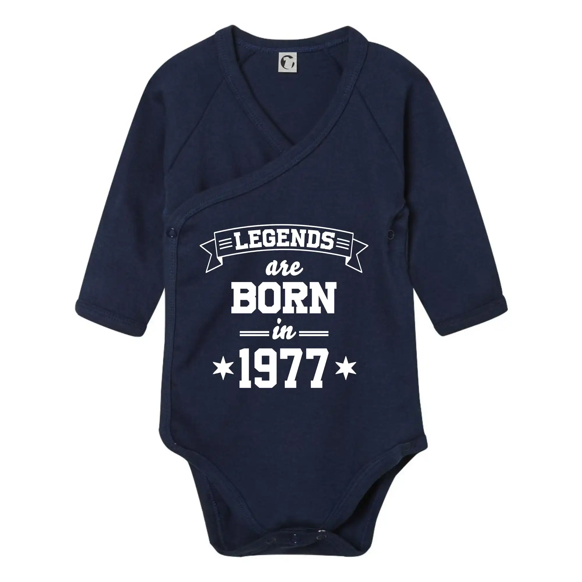 Trička s ročníkom 1977 - Legends are born in 1977 - Body zavinovacie s dlhým rukávom