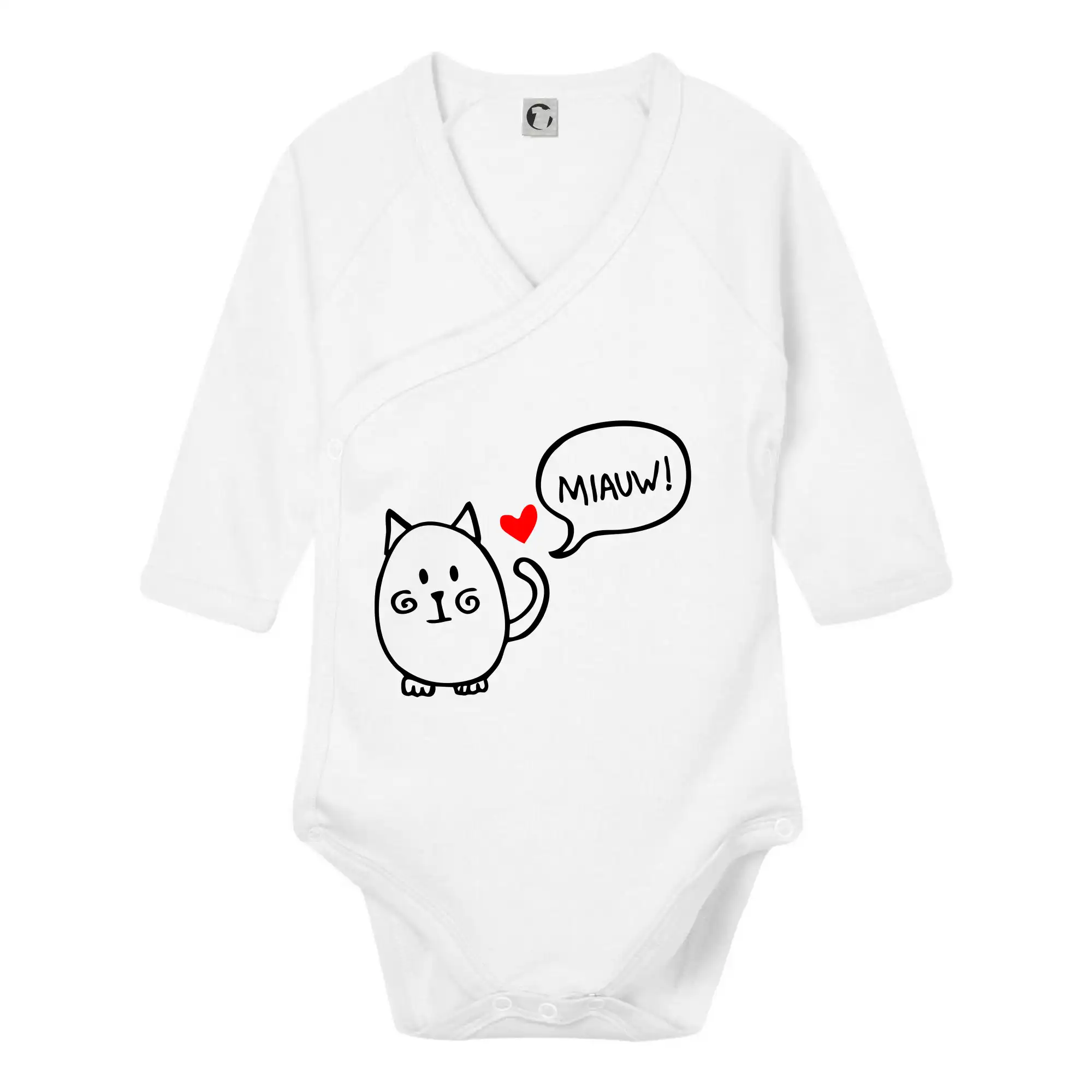 Vtipná tričká s mačkou - Tučná mačka - Body zavinovacie s dlhým rukávom