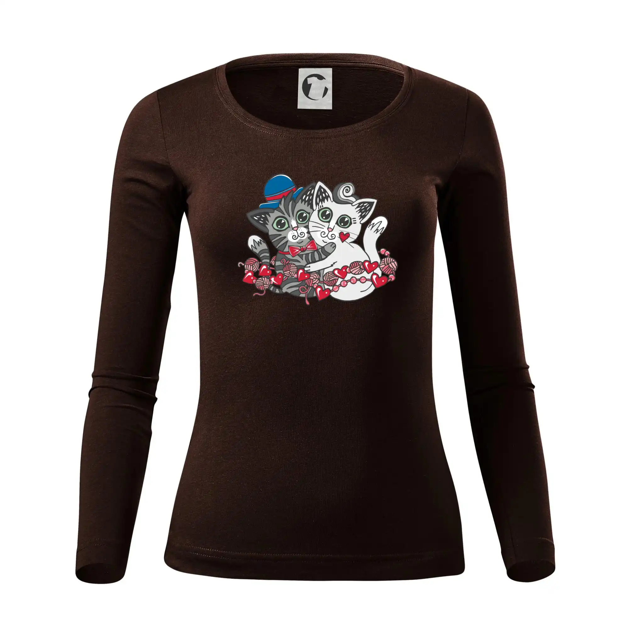 Vtipná tričká s mačkou - Mačky v objatí (Pecka design) - Dámske tričko FIT-T LS - zužené