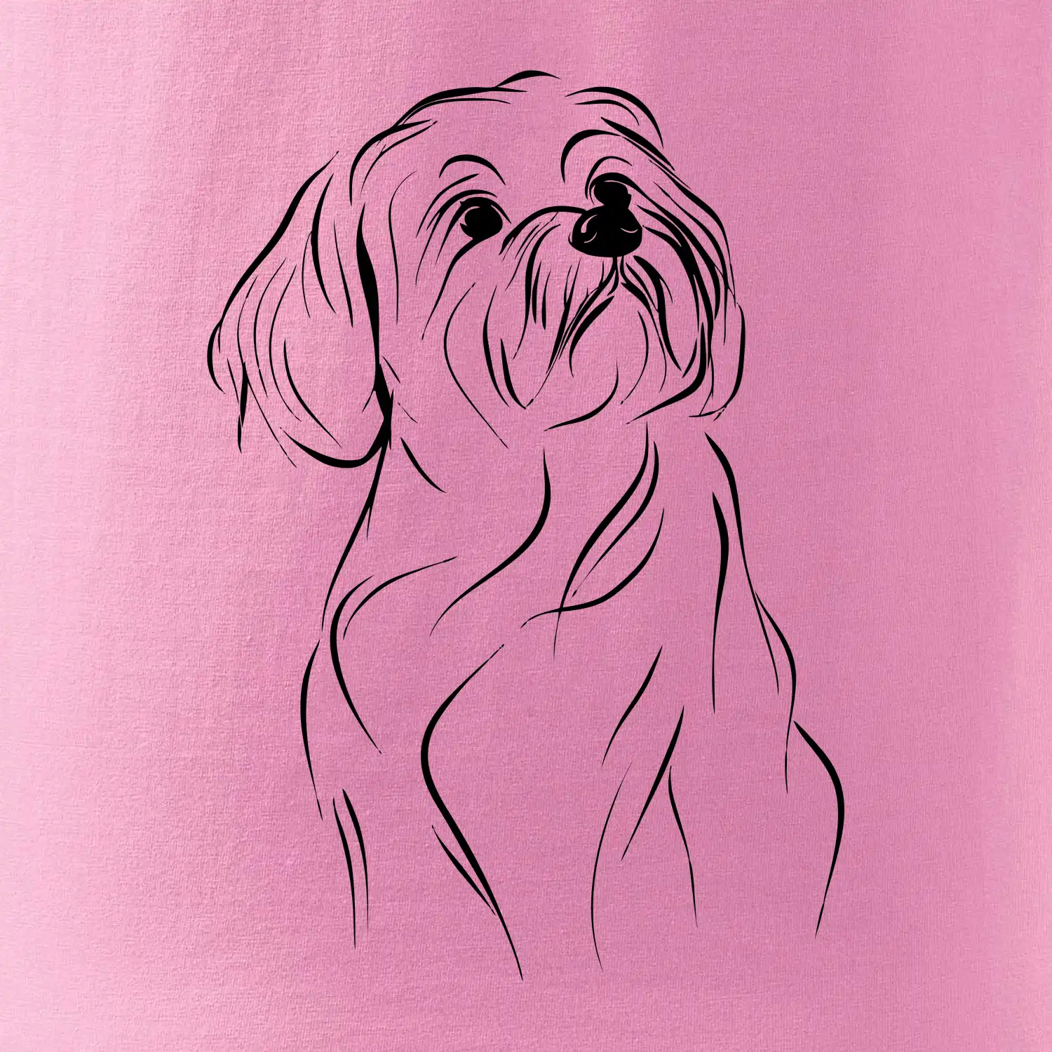 Lhasa Apso černý nákres slabé linky