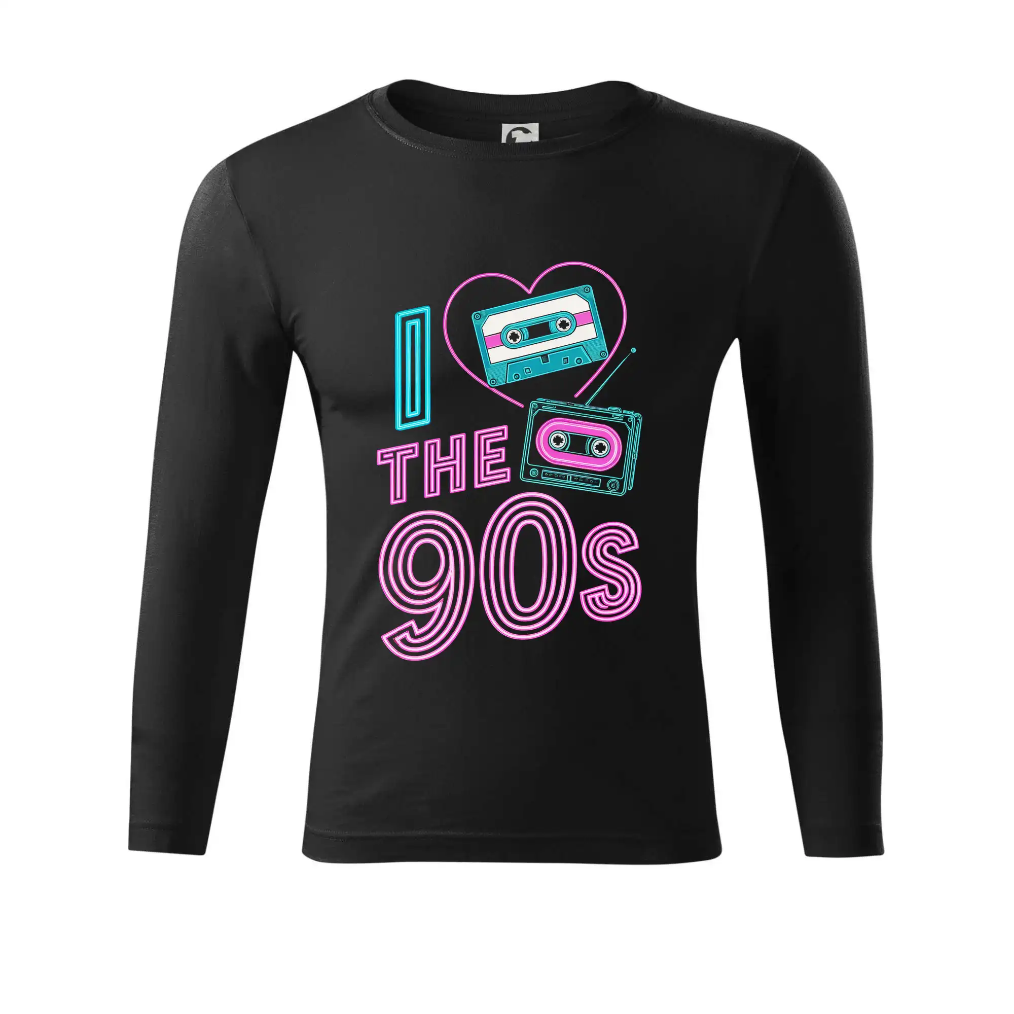 Aj love 90s - neón a kazeta - Tričko Progress s dlhým rukávom
