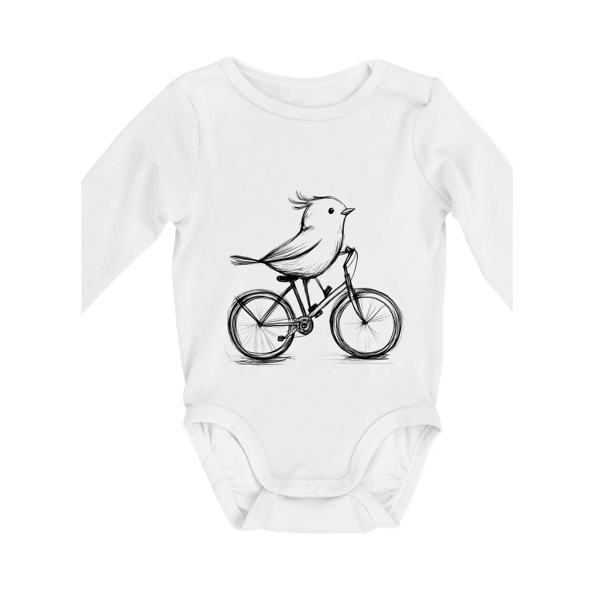 Tričko ako darček pre cyklistu - Vtáčik na bicykli - Body dojčenské s dlhým rukávom
