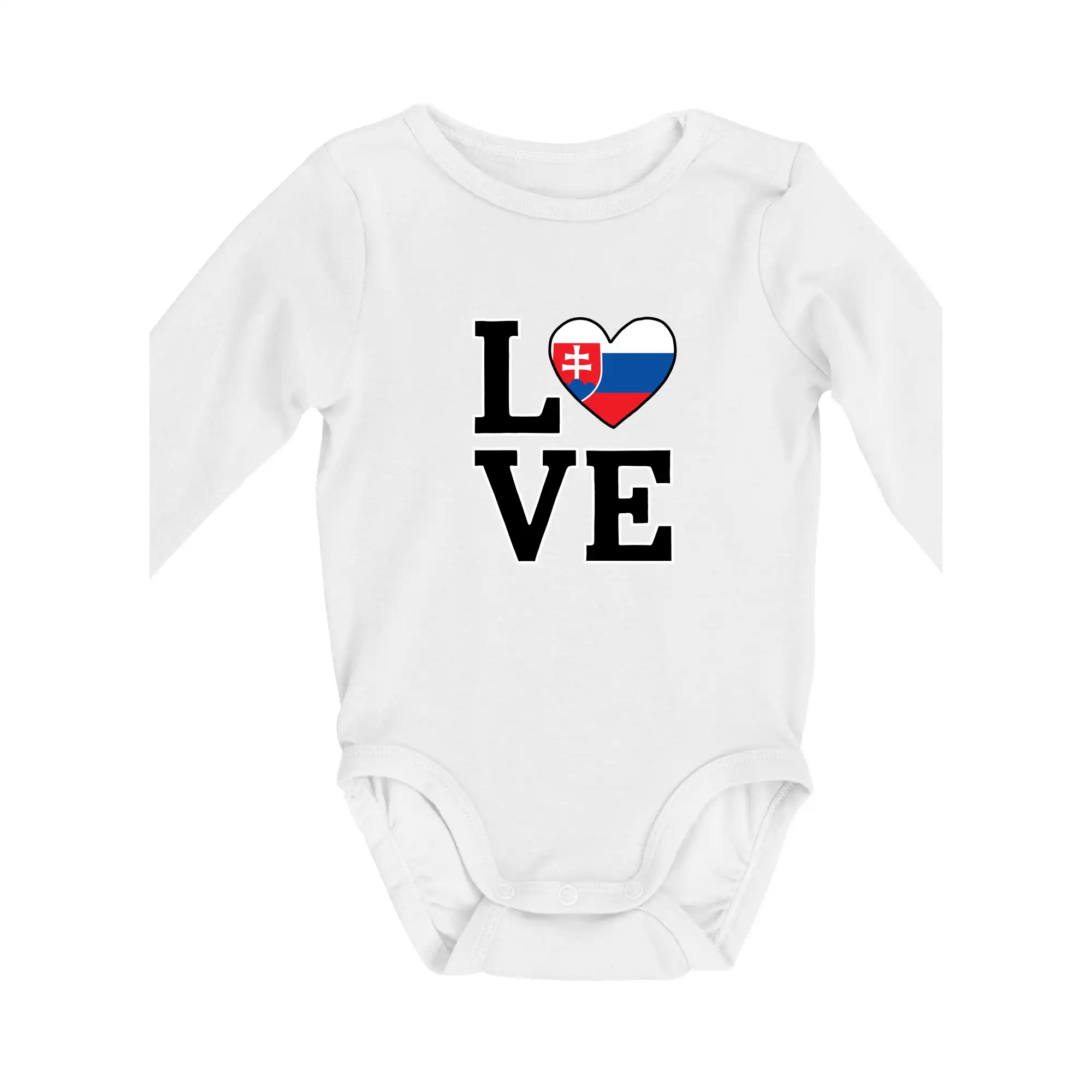Motívy štátnych vlajok - Love Slovenská vlajka - Body dojčenské s dlhým rukávom
