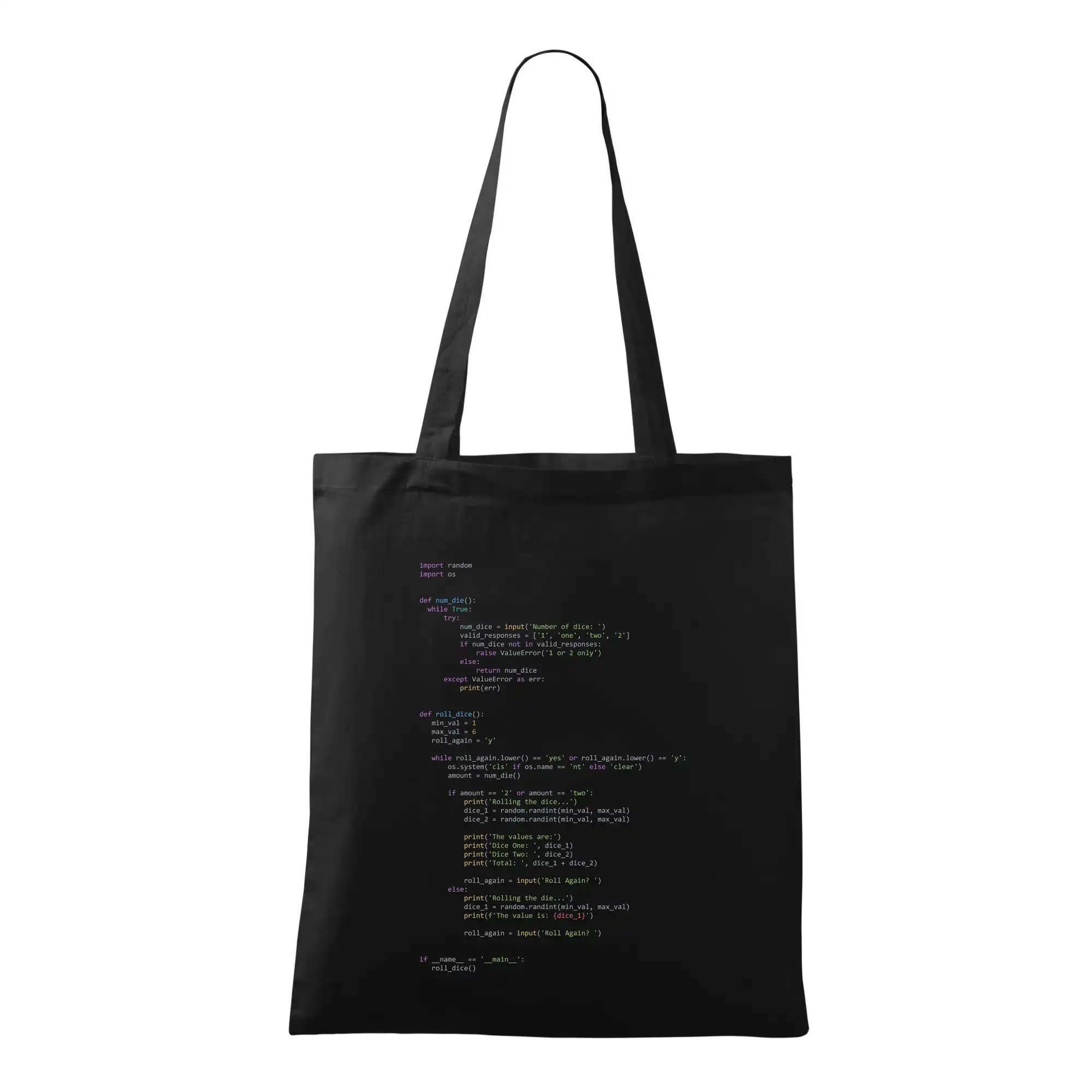 Tričká pre ajťákov - Python Generátor hodu kockou - Taška bavlnená