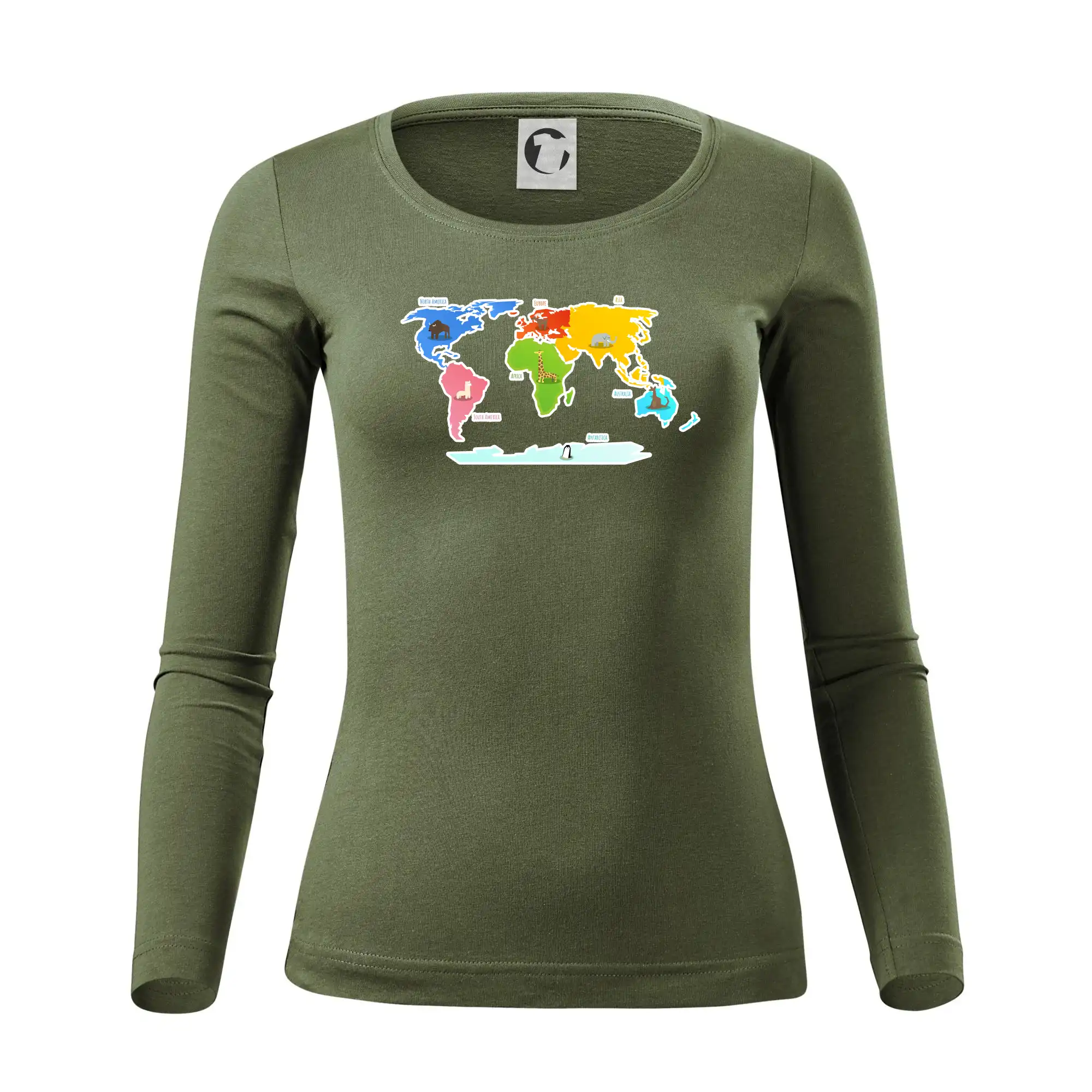 Světové kontinenty s názvy a zvířátky