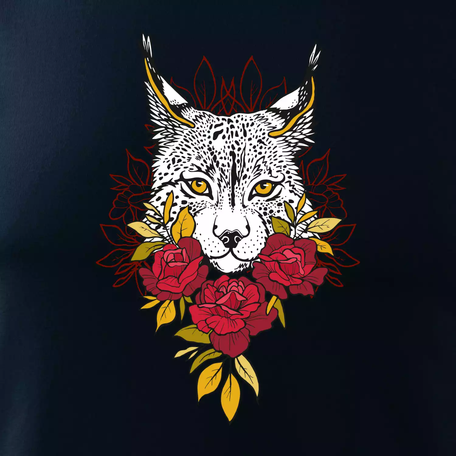 Rys s červenými růžemi  (Pecka design)