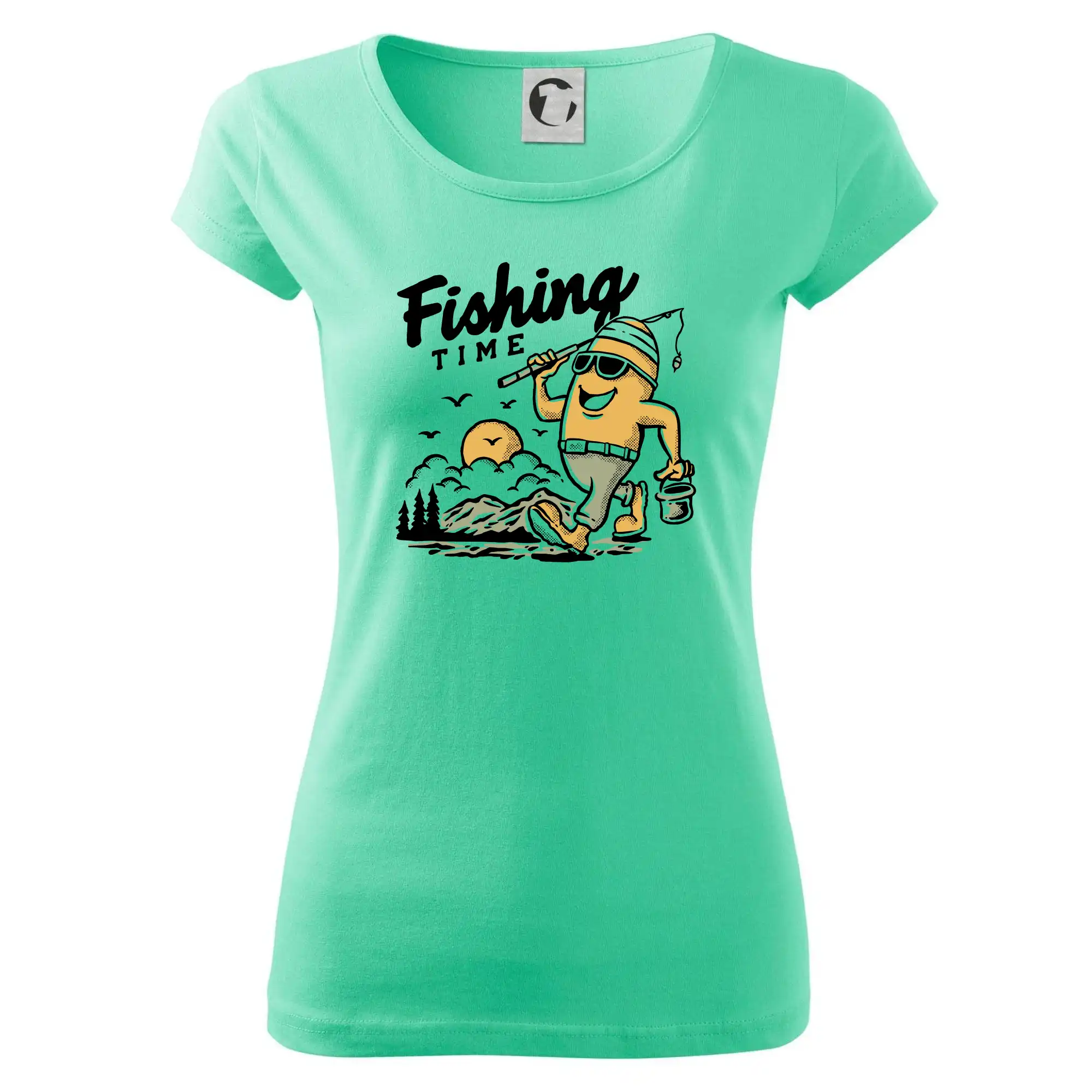 Tričká pre rybárov s potlačou - Fishing Time na výlete - Dámske tričko Pure