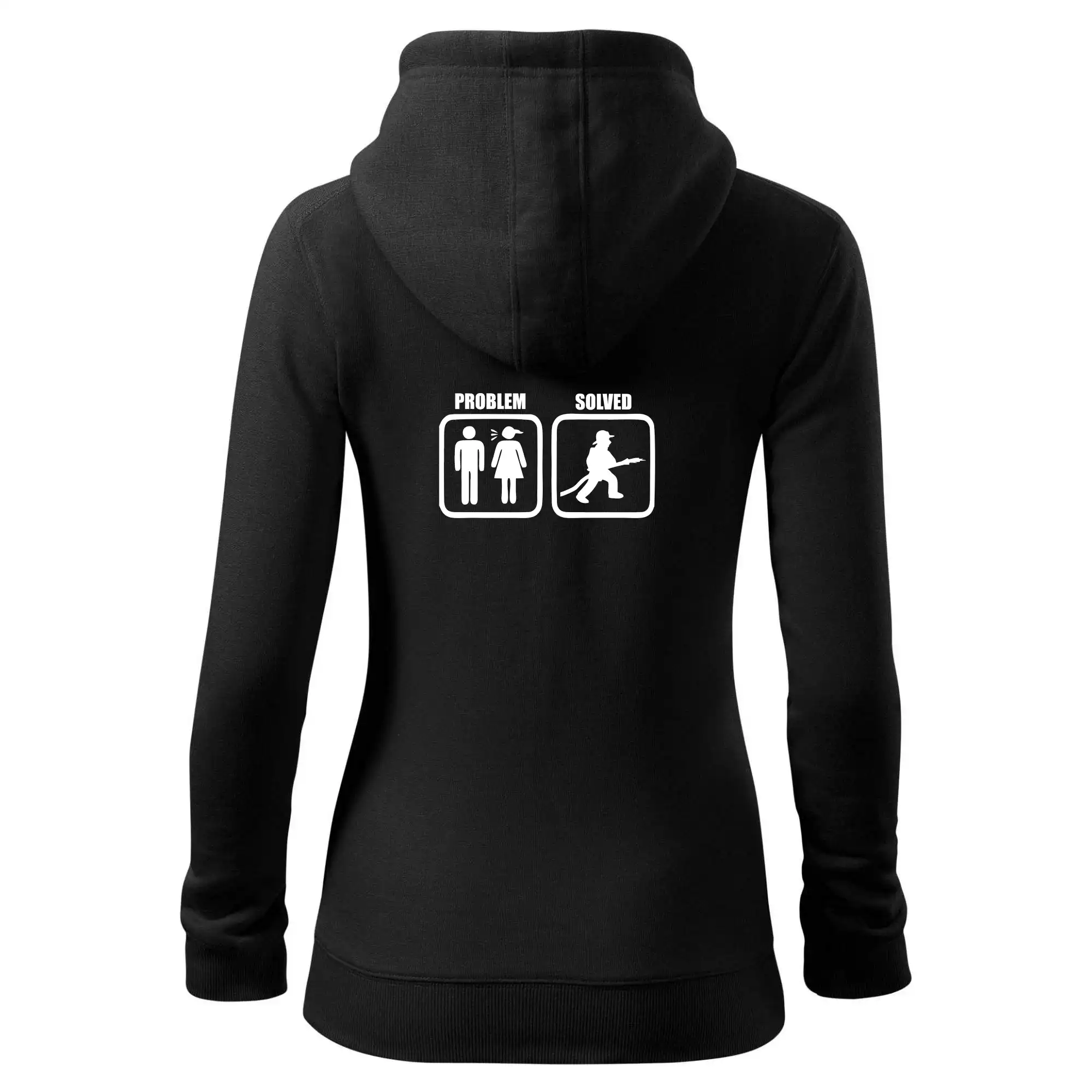 Tričká Problem Solved - Problém hasič - Mikina dámska trendy zipper s kapucňou