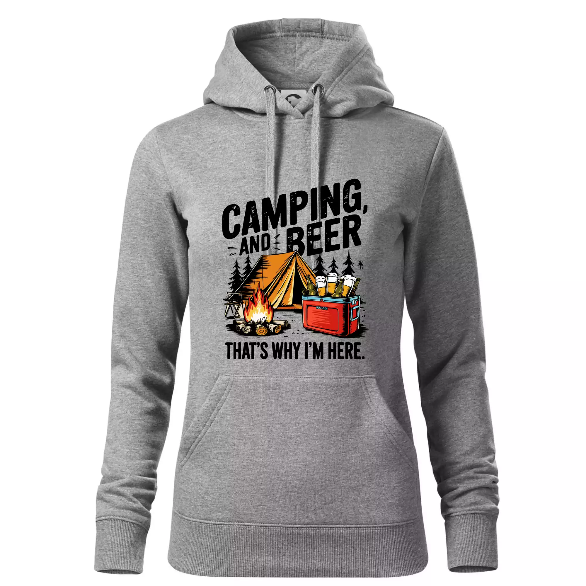 Černý nápis nápis Camping and beer