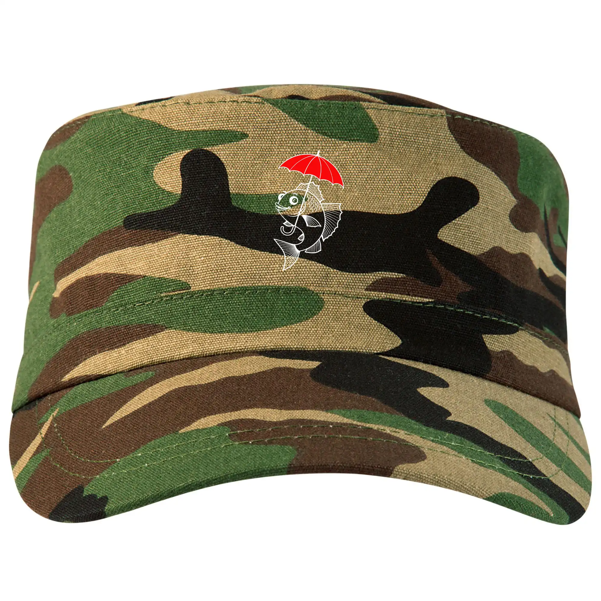 Tričká pre rybárov s potlačou - Ryba s dáždnikom - Šiltovka CAMO