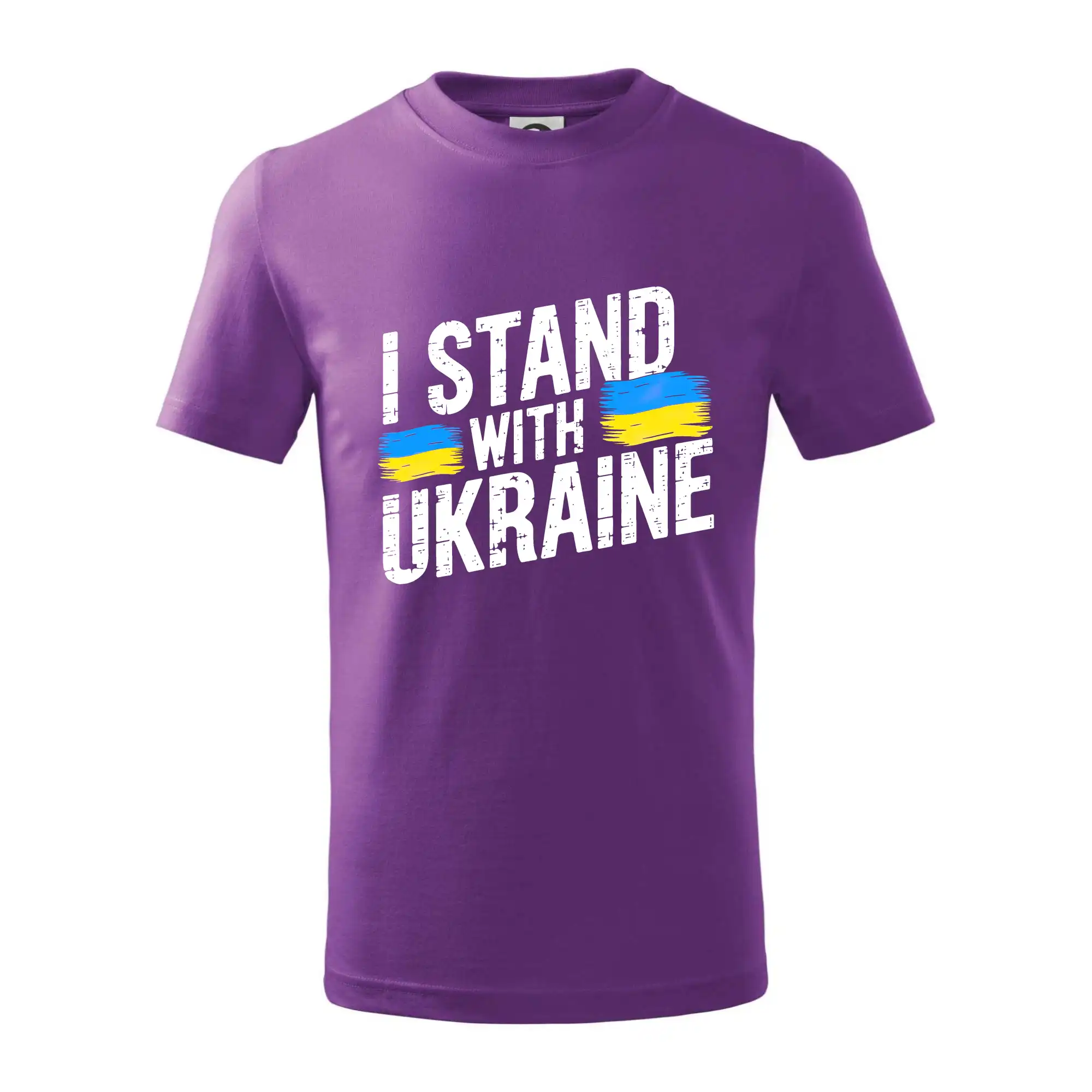 Tričká s vlajkou ukrajiny - I stand with ukraine tlačiaci nápis - Tričko detské bavlnené