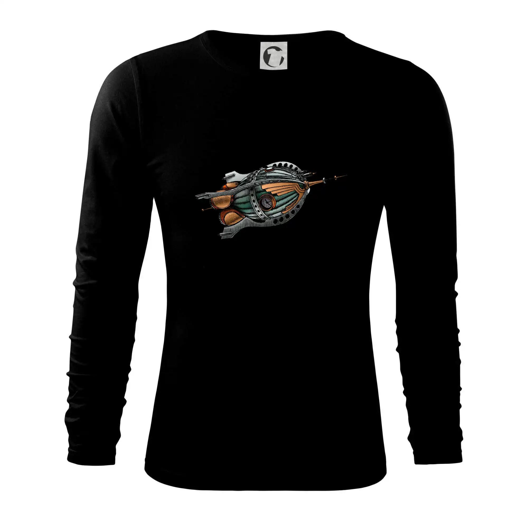 Tričká s potlačou steampunk - Steampunk raketa - Tričko s dlhým rukávom FIT-T long sleeve