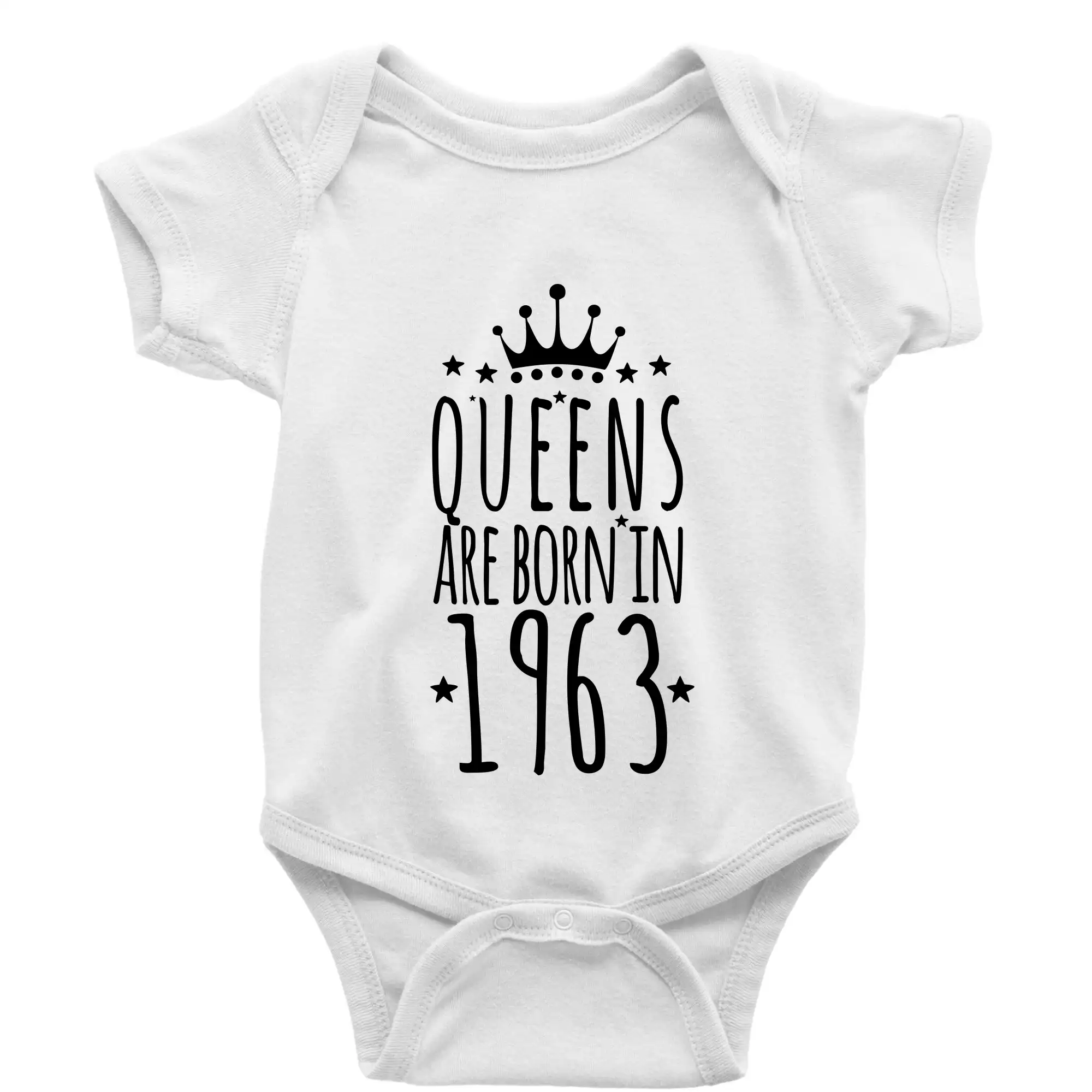 Tričká k narodeninám - Queens are born in 1963 - Body dojčenské s krátkym rukávom