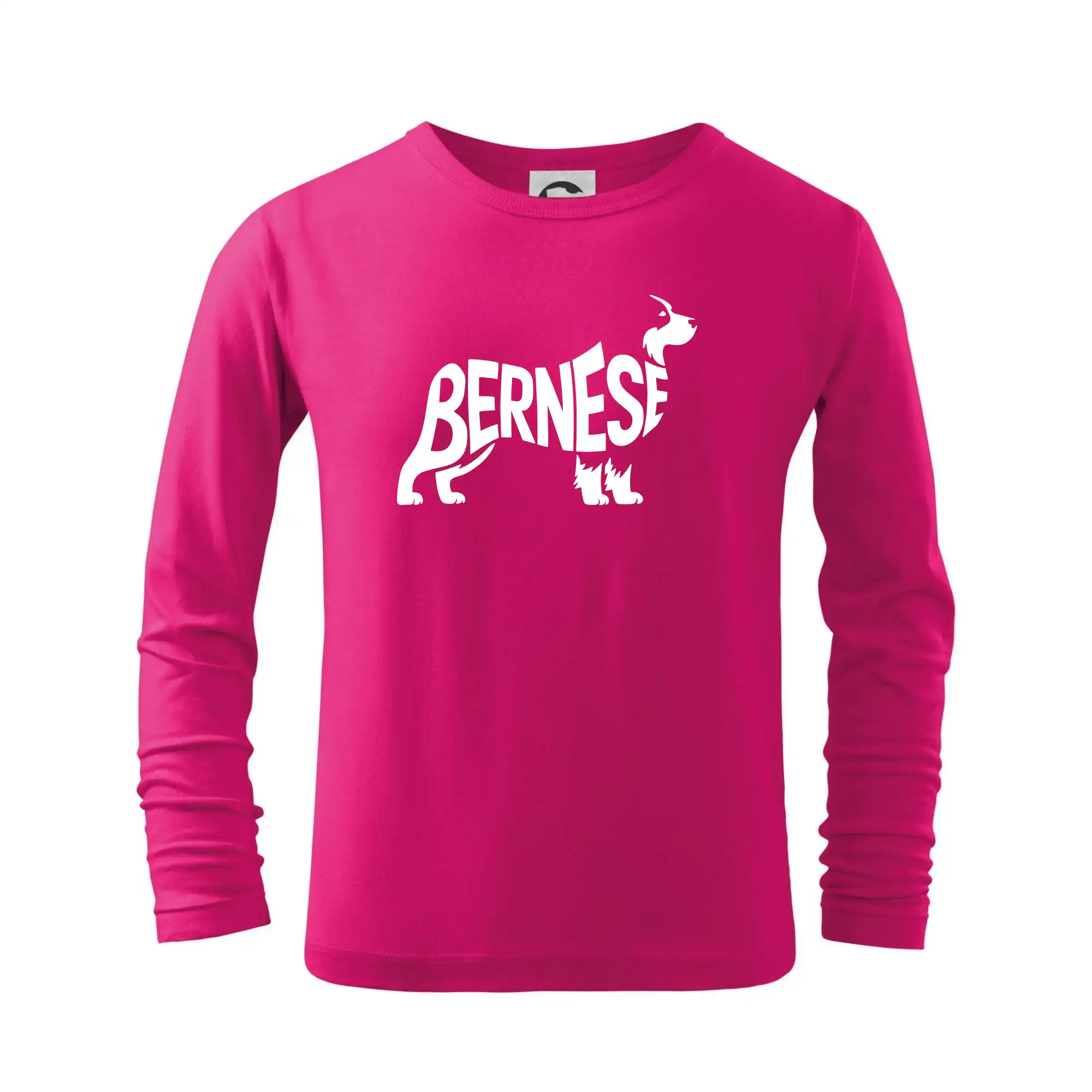 Bernský salašnícky pes na tričku - Bernese Mountain Dog nápis v tele - Tričko detské Long Sleeve