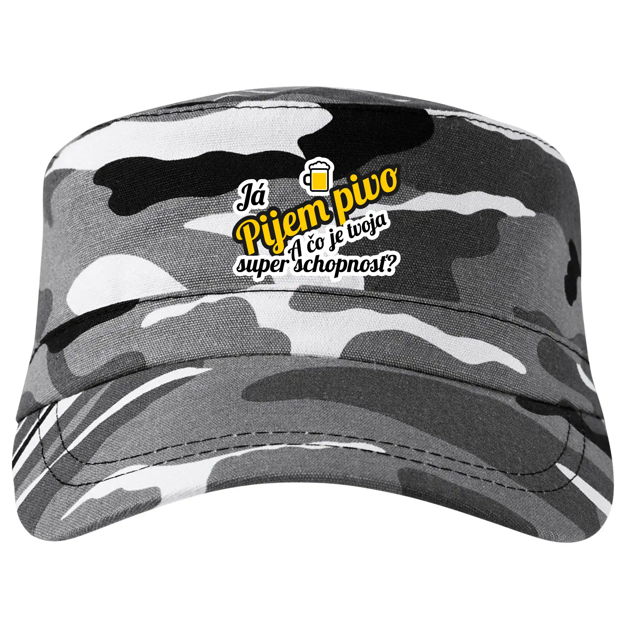 Vtipná tričká pre pivárov - Pijem pivo - tvoja super schopnosť - šikmý - Šiltovka CAMO