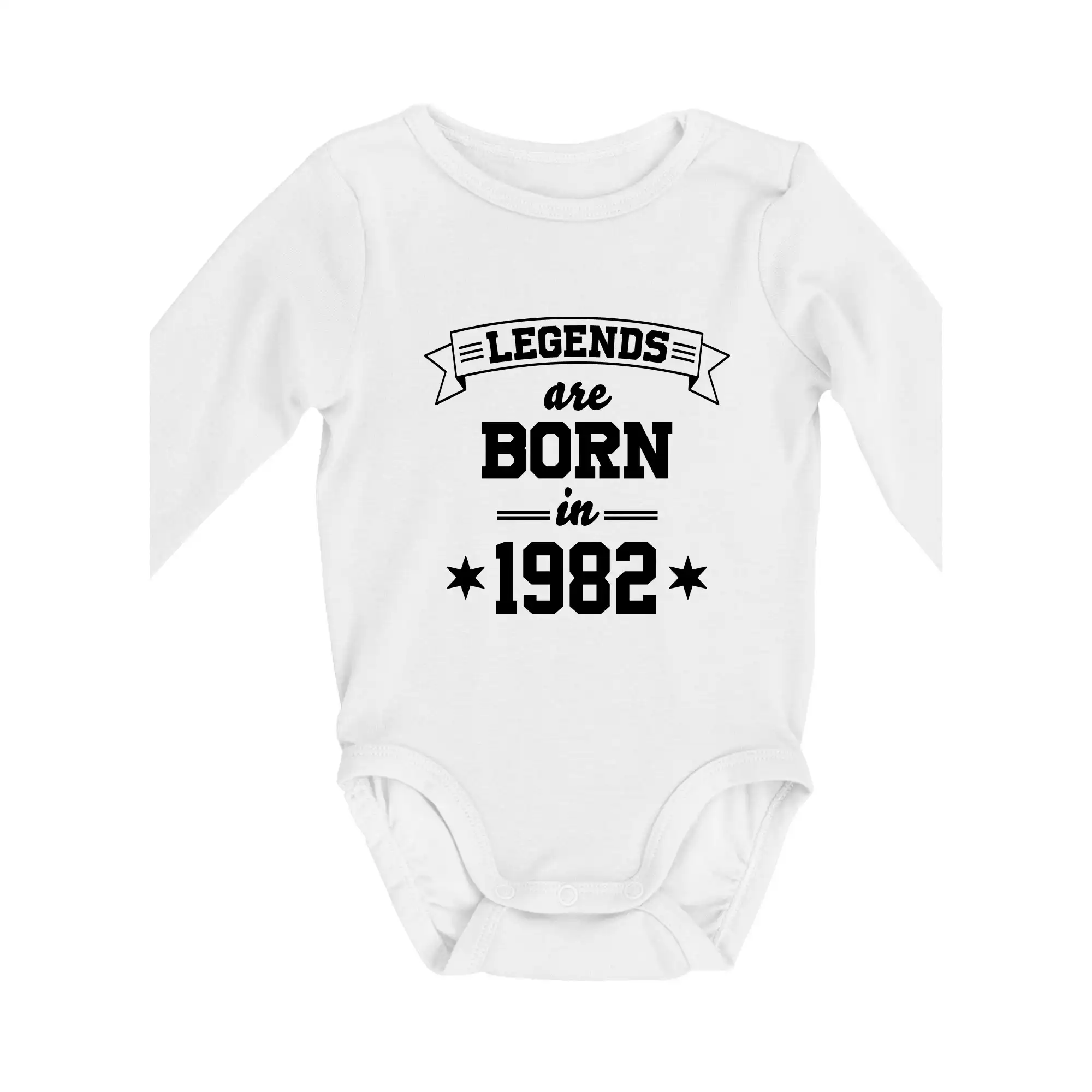 Trička s ročníkom 1982 - Legends are born in 1982 - Body dojčenské s dlhým rukávom