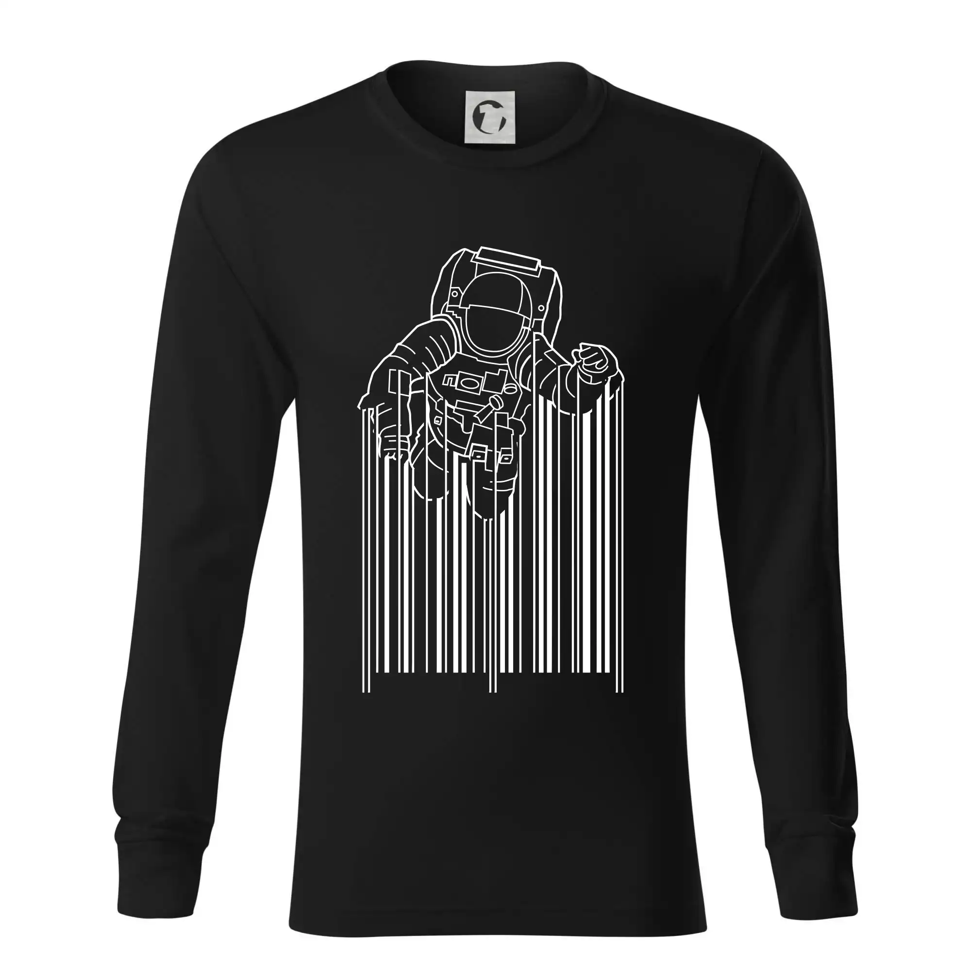 Vesmirne tričká - Astronaut - čiarový kód - Tričko s dlhým rukávom LS R05