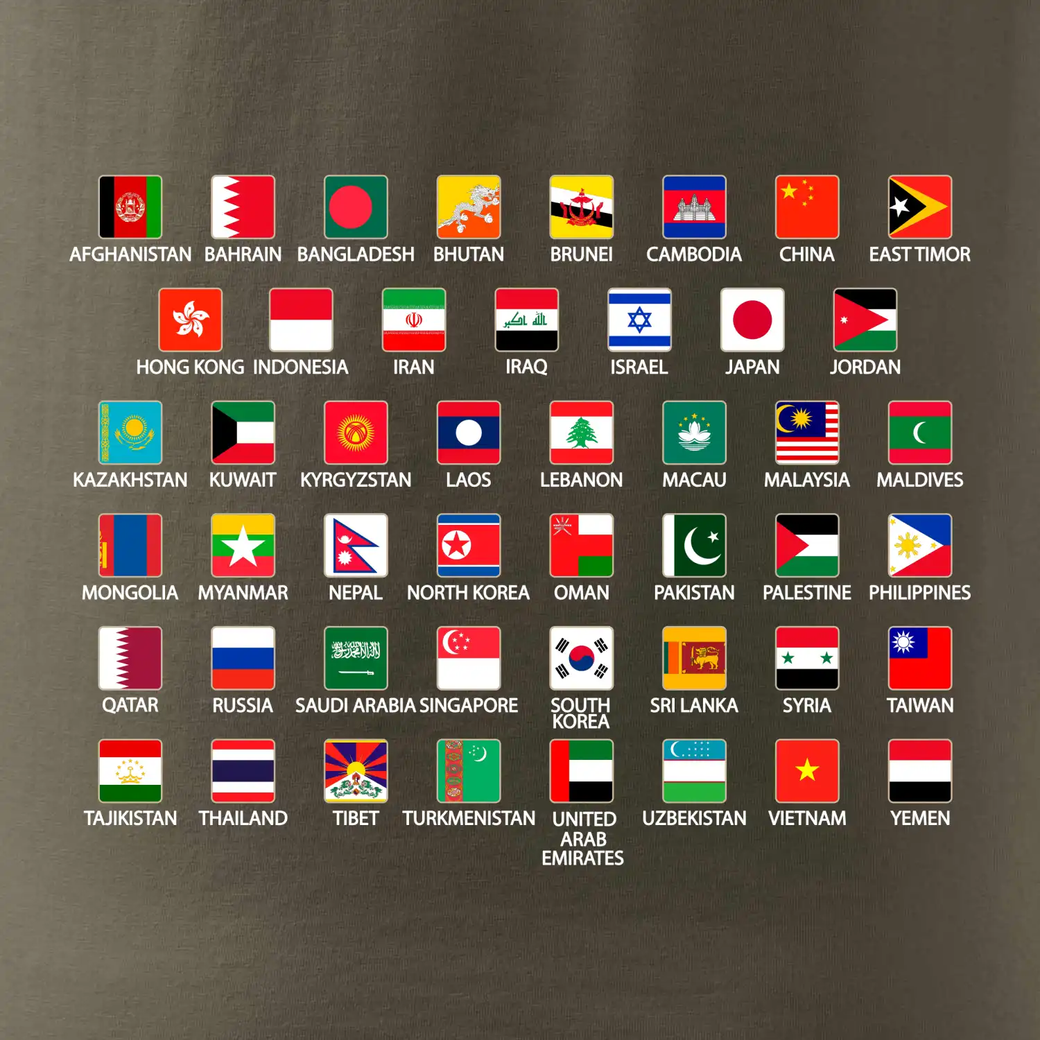Vlajky států - Asie