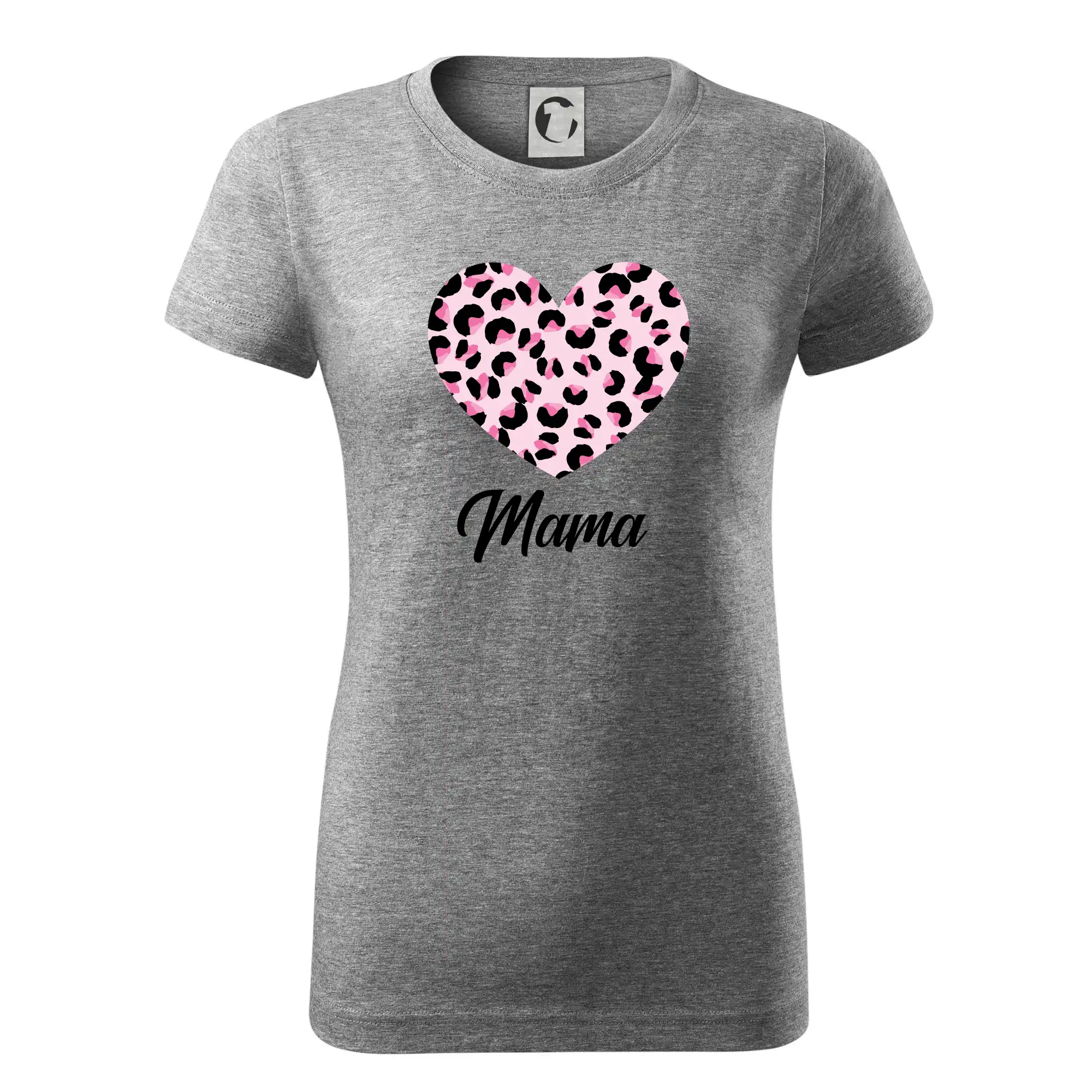 Tričká a mikiny pre mamičky - Srdce růžové - mama (Pecka Design) - Dámske tričko basic - ľahko voľnejšie a dlhšie