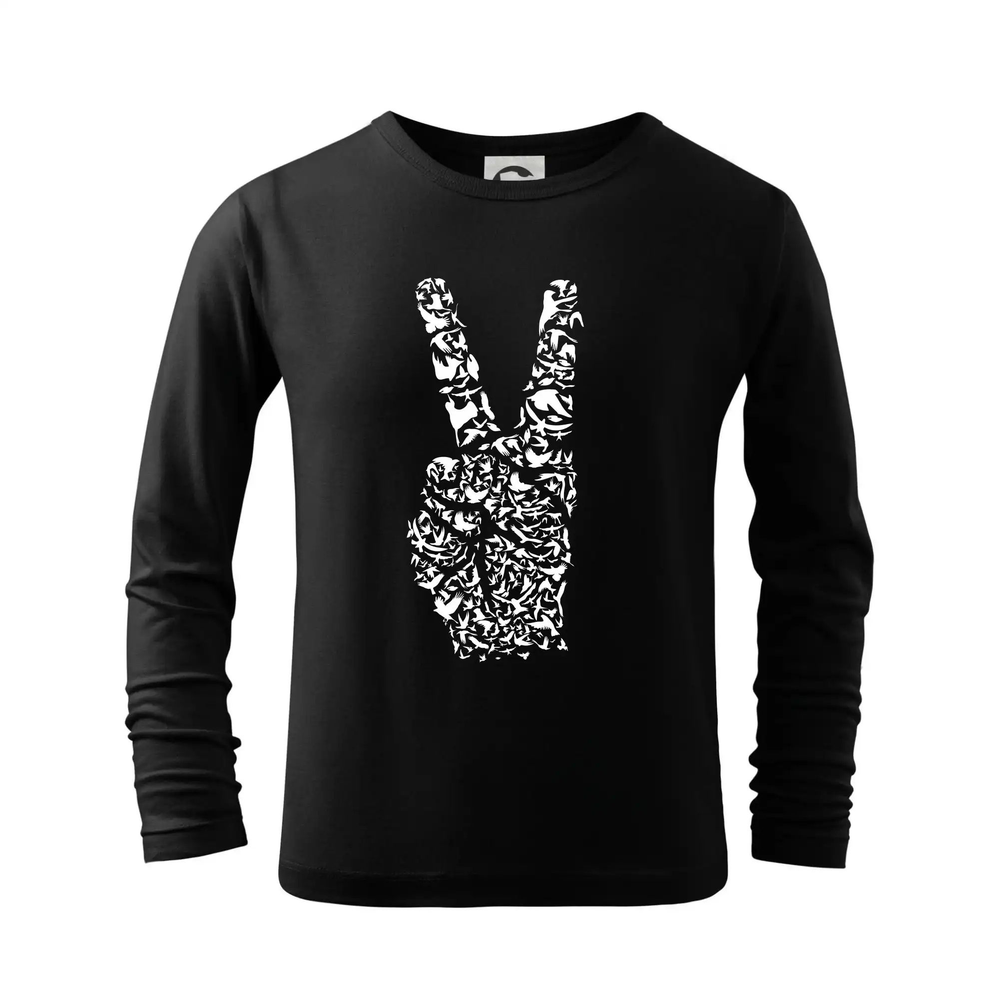 Grafické tričká - Peace symbol two fingers - Tričko detské Long Sleeve