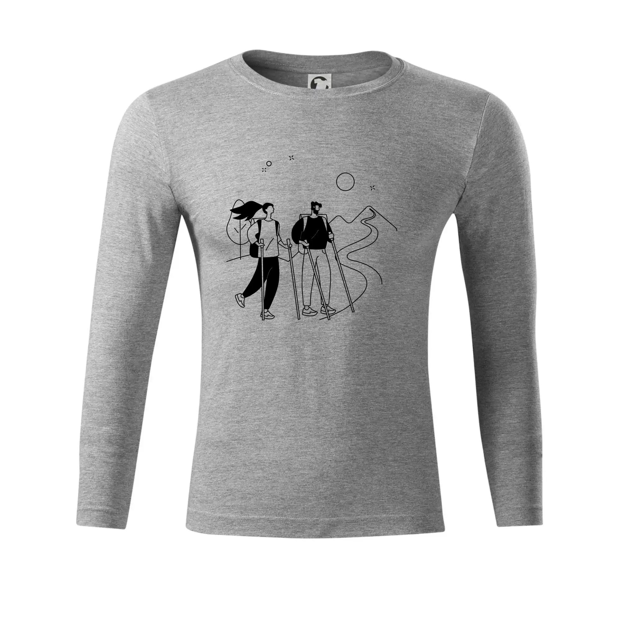 Trička pre cestovateľov - Kreslený pár na výlete - Tričko Progress s dlhým rukávom