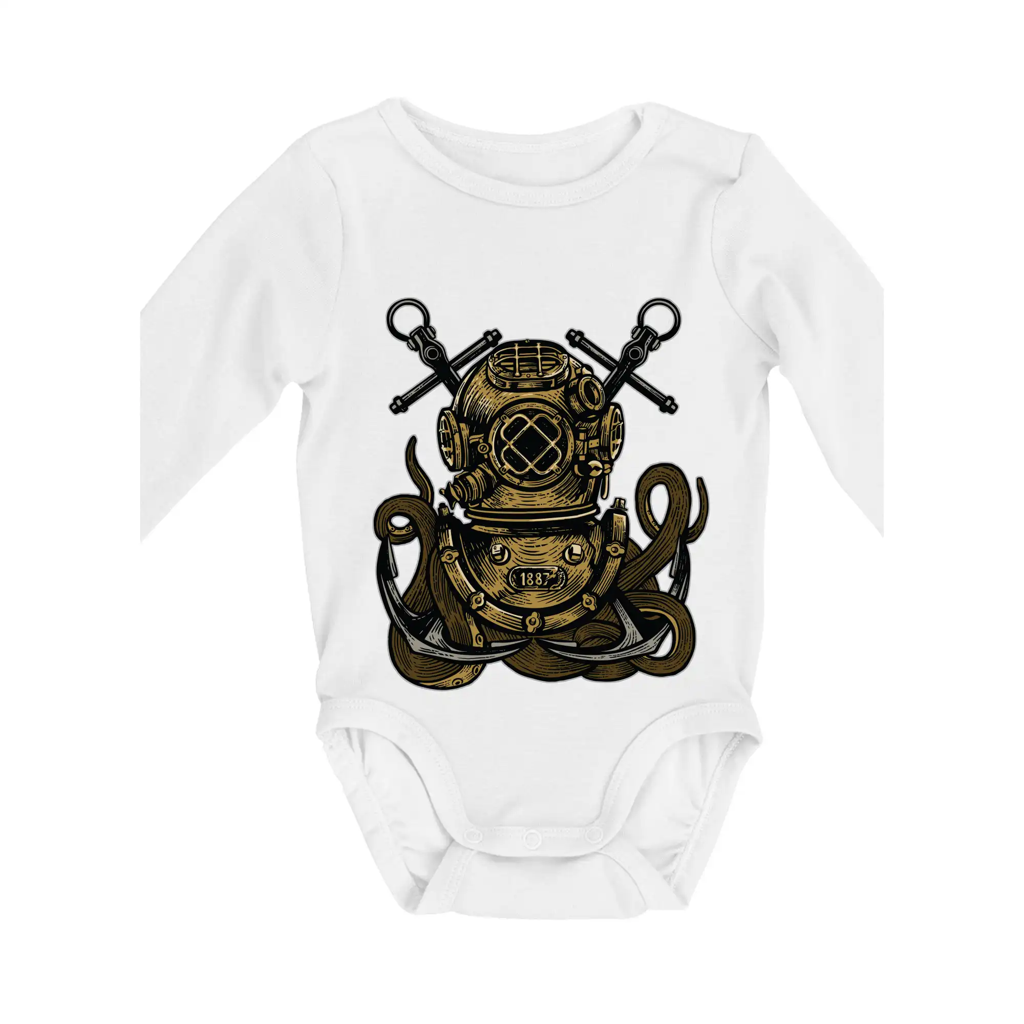 Potápačské tričká - Diver Octopus - Body dojčenské s dlhým rukávom