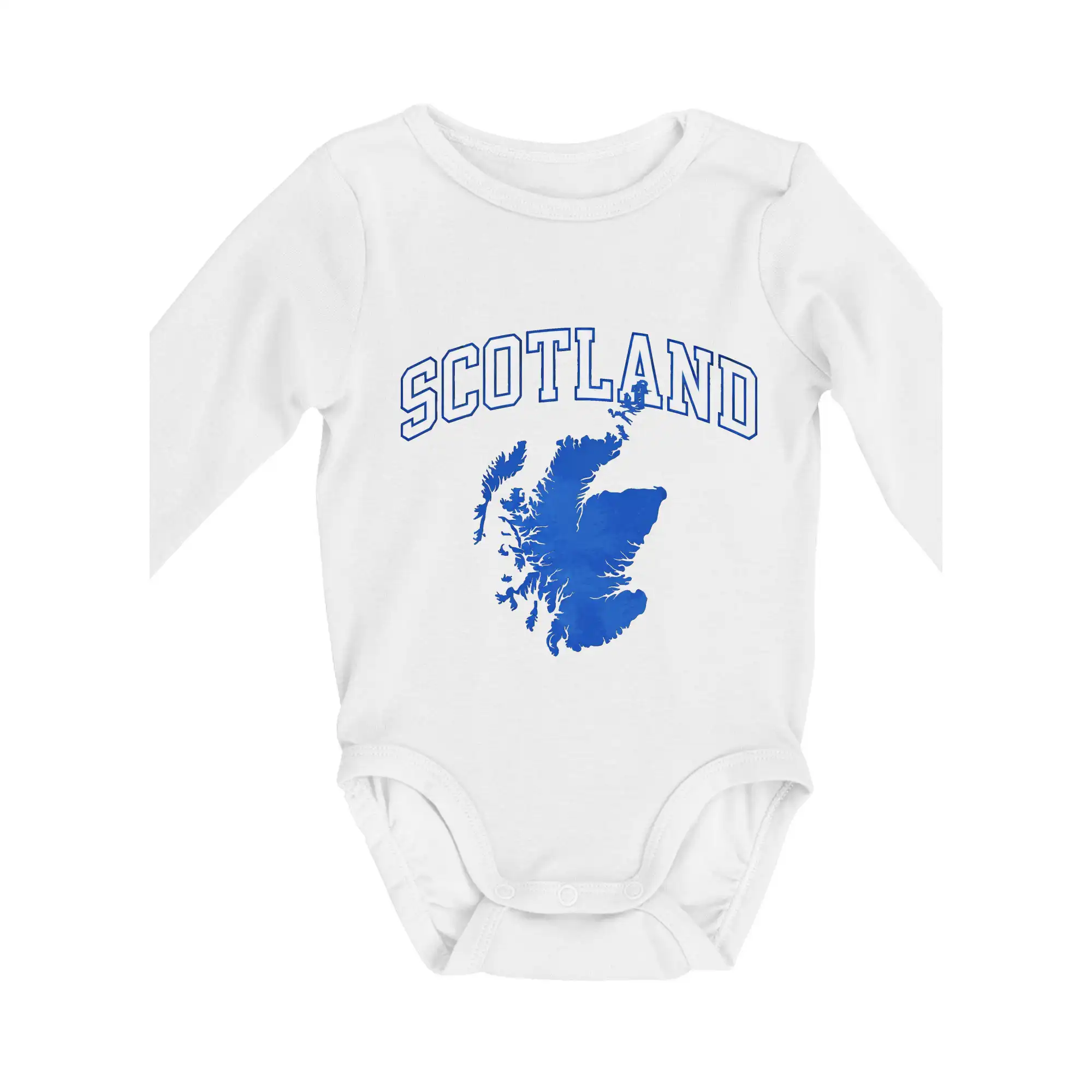 Ostatné mestá / miesta - Scotland nápis s mapou - Body dojčenské s dlhým rukávom