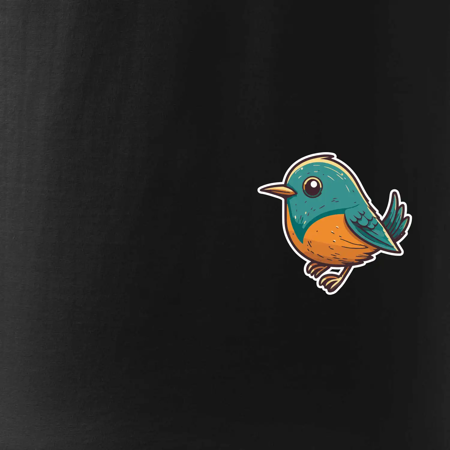 Ptáček kreslený na prsu