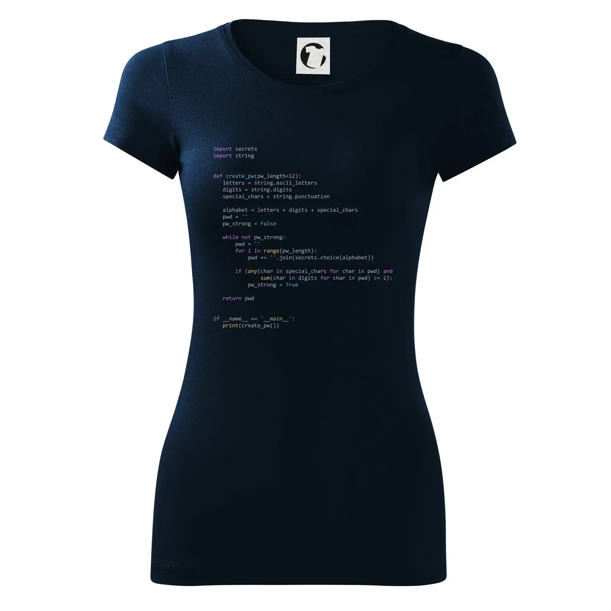 Tričká pre ajťákov - Python Generátor hesiel - Dámske tričko Glance - Priliehavejší strih