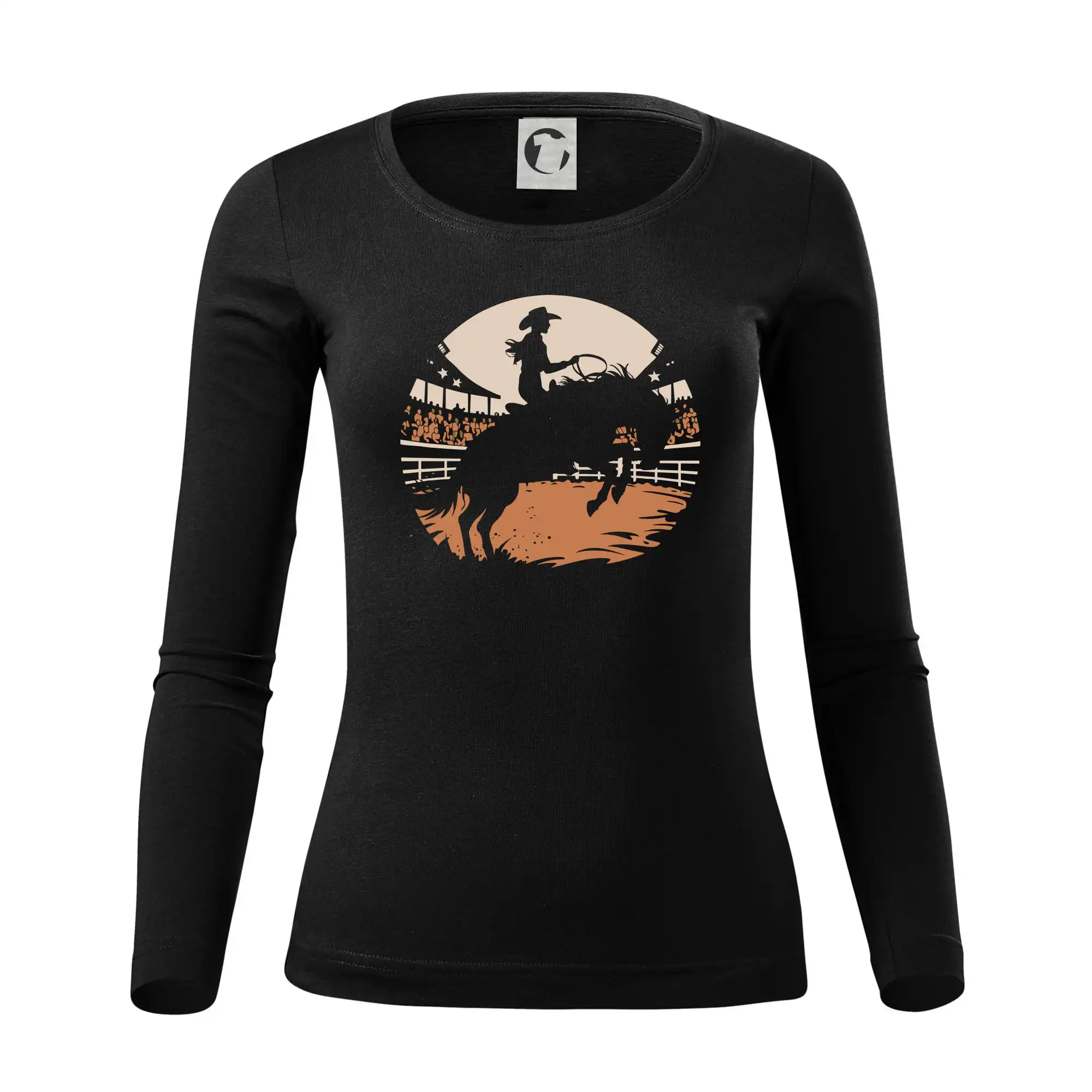 Tričká s koňmi - Bucking horse dívka - Dámske tričko FIT-T LS - zužené