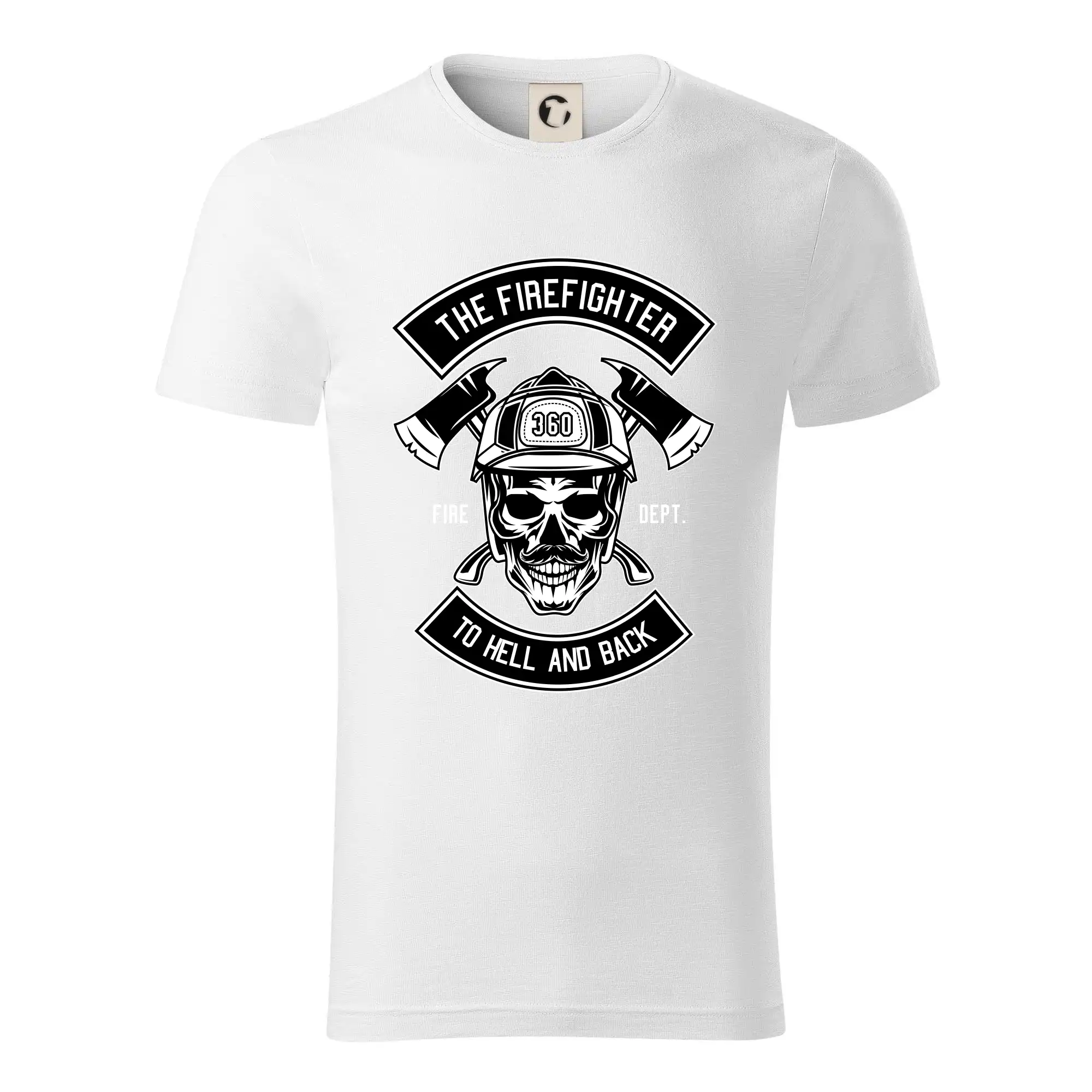 Originálne tričká pre hasičov - Lebka hasič do pekla a späť - Tričko z organickej bavlny